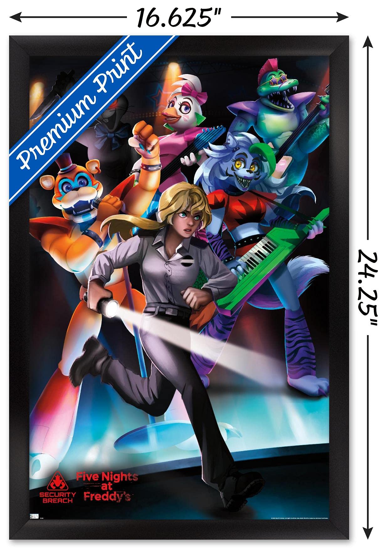 Trends International Five Nights At Freddy'S: Security Breach - Group Wall Poster, 14.725'' X 22.375'', Black Framed Version