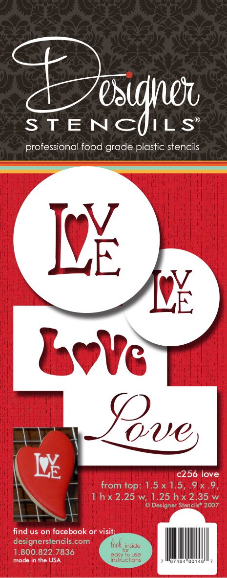 Designer Stencils Love Cookie And Cupcake Stencil, Beige/Semi-Transparent