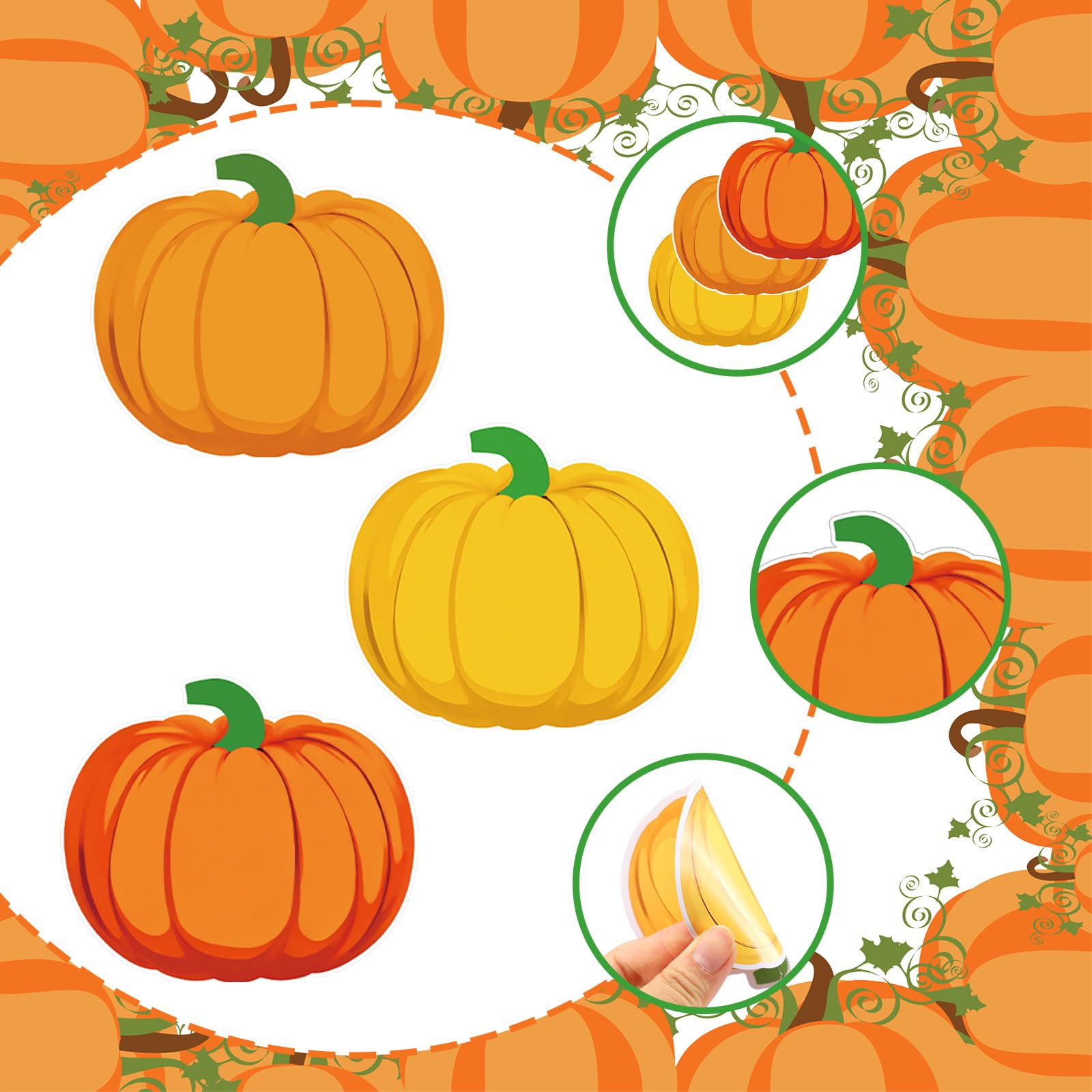 VitalCozy 24 Pack Thanksgiving Party Paper Hanging Decorations Pumpkin Garland Banner Pumpkin Streamers Backdrop Autumn Harvest