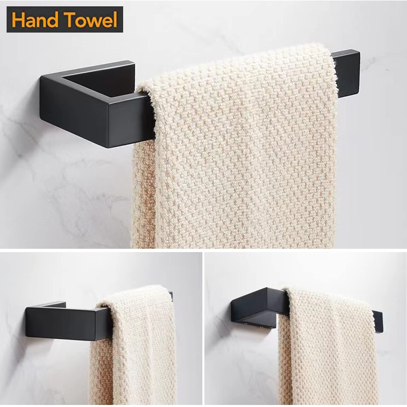 Jopofi Hand Towel Holder, Towel Ring - Thicken Sus 304 Stainless Steel Towel Holder For Bathroom Wall, 8'' Rectangular Modern De