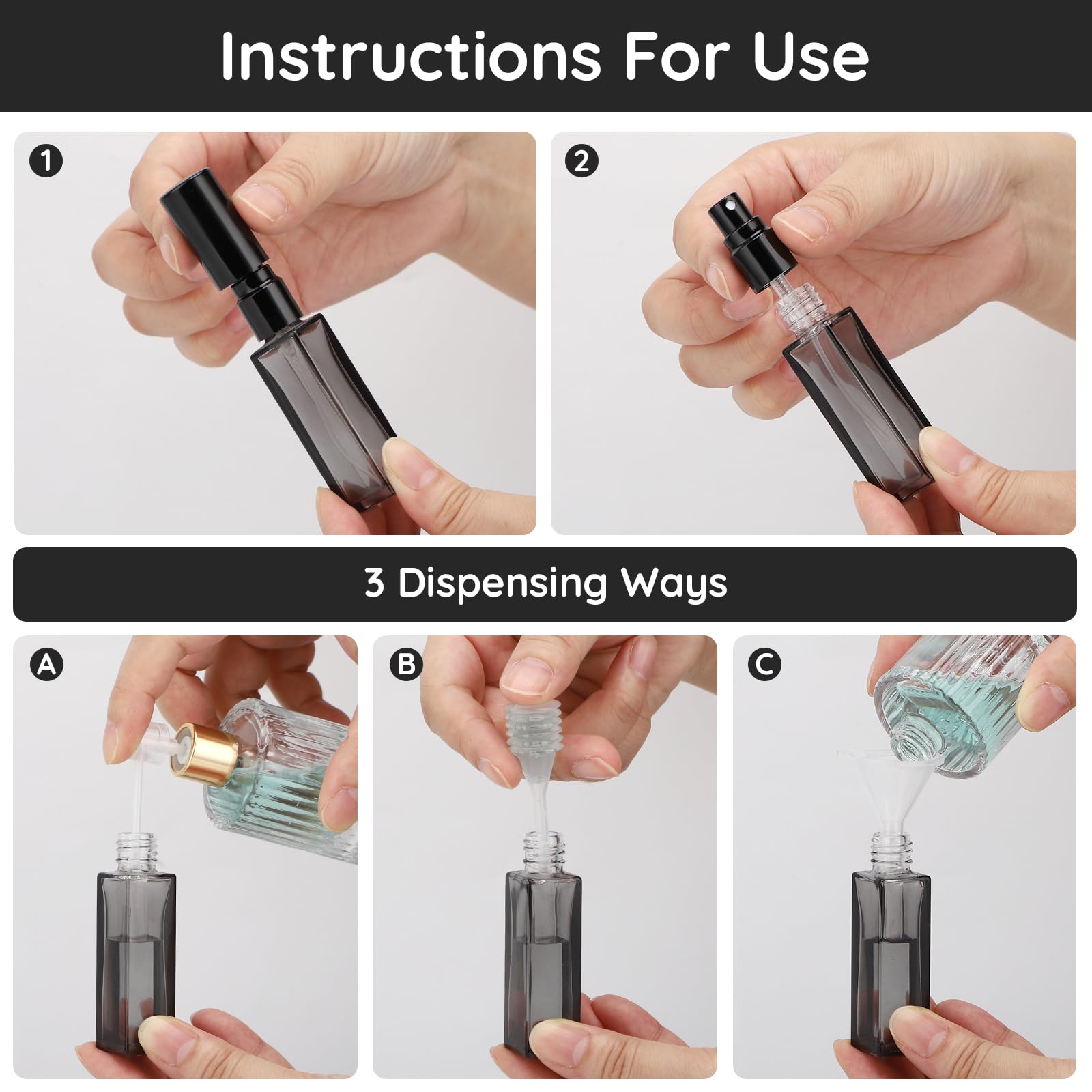 Segbeauty 5 Packs Travel Perfume Bottle Refillable, 10Ml Mini Portable Glass Spray Bottles Atomizer, Empty Cologne Sample Dispen