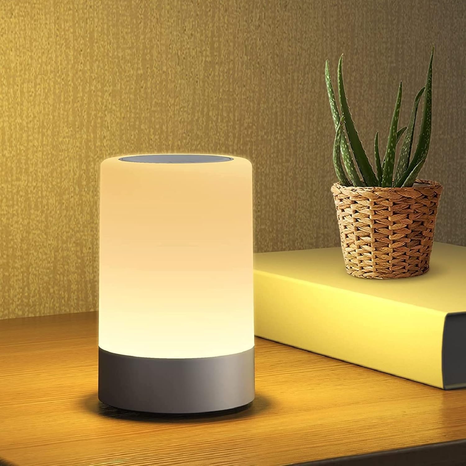 Flyngo Touch Control Led Night Light Table Lamp For Bedroom, Living Room, And Study, With Adjustable Brightness, Usb Rechargeabl
