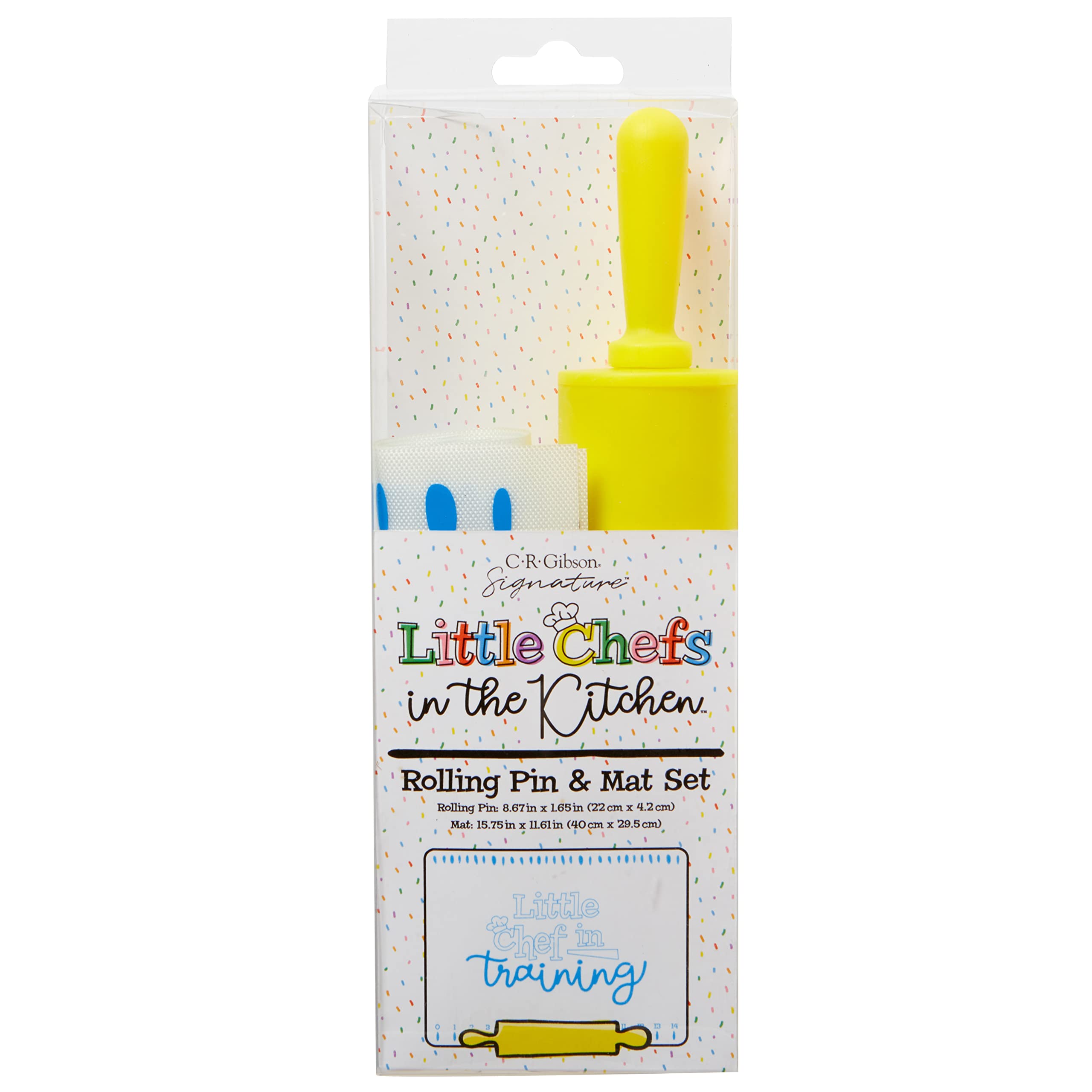 C.R. Gibson Kids In The Kitchen Silicone Mat And Rolling Pin For Children, Multicolor