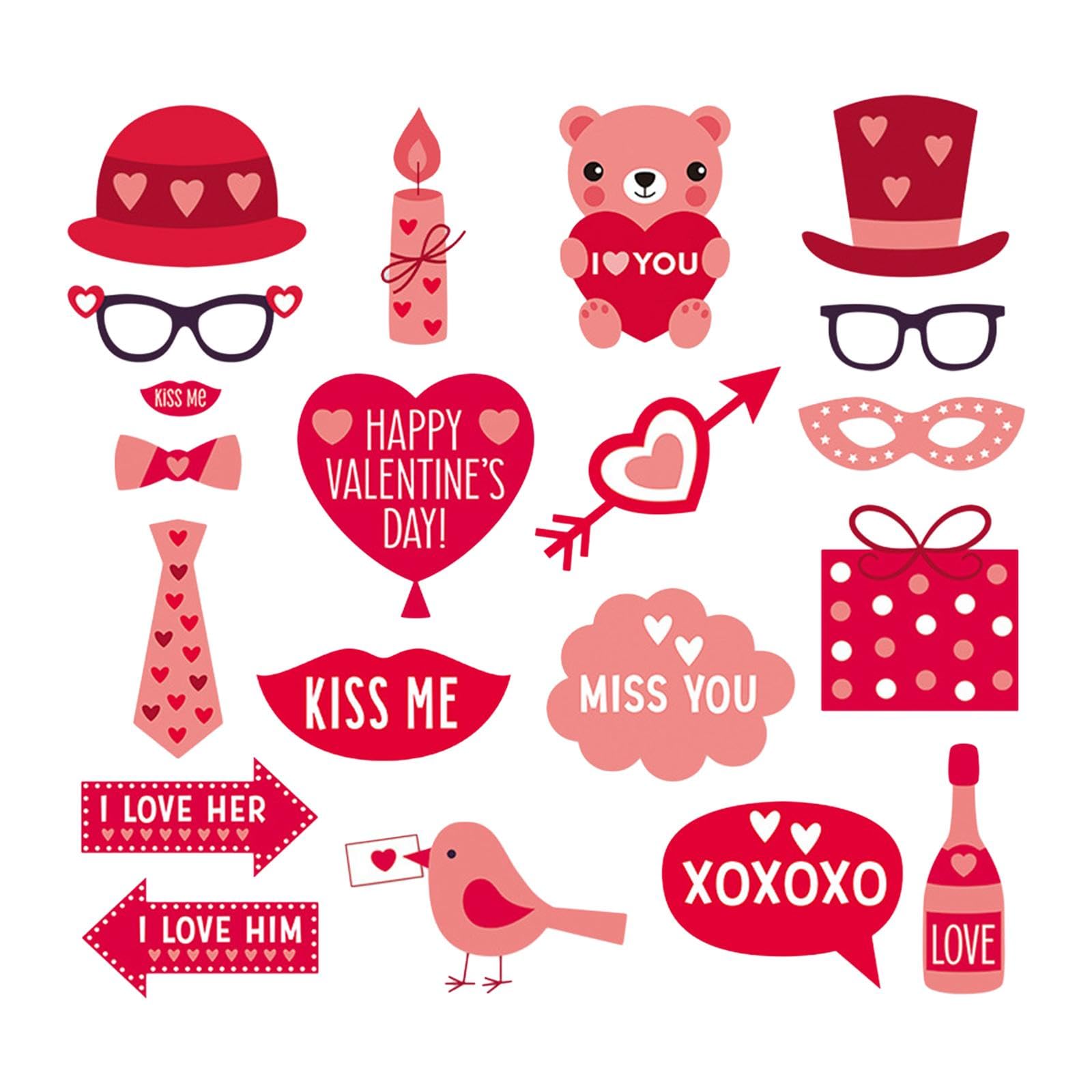 MYADDICTION Valentines Day Photobooth Props Party Favor Supplies Prom Funny Photo Props Style B