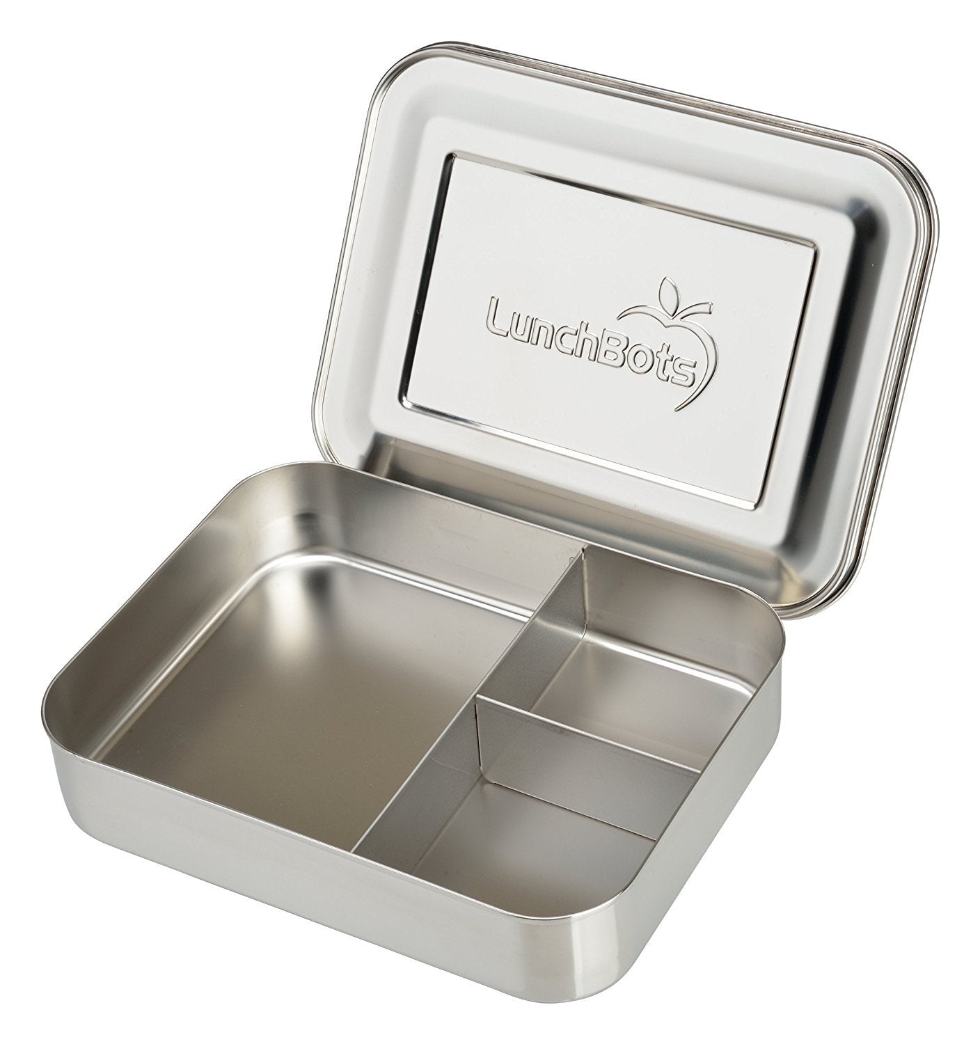 LunchBots Large Trio Stainless Steel Lunch Container -Three Section Design for Sandwich and Two Sides - Metal Bento Lunch Box - 