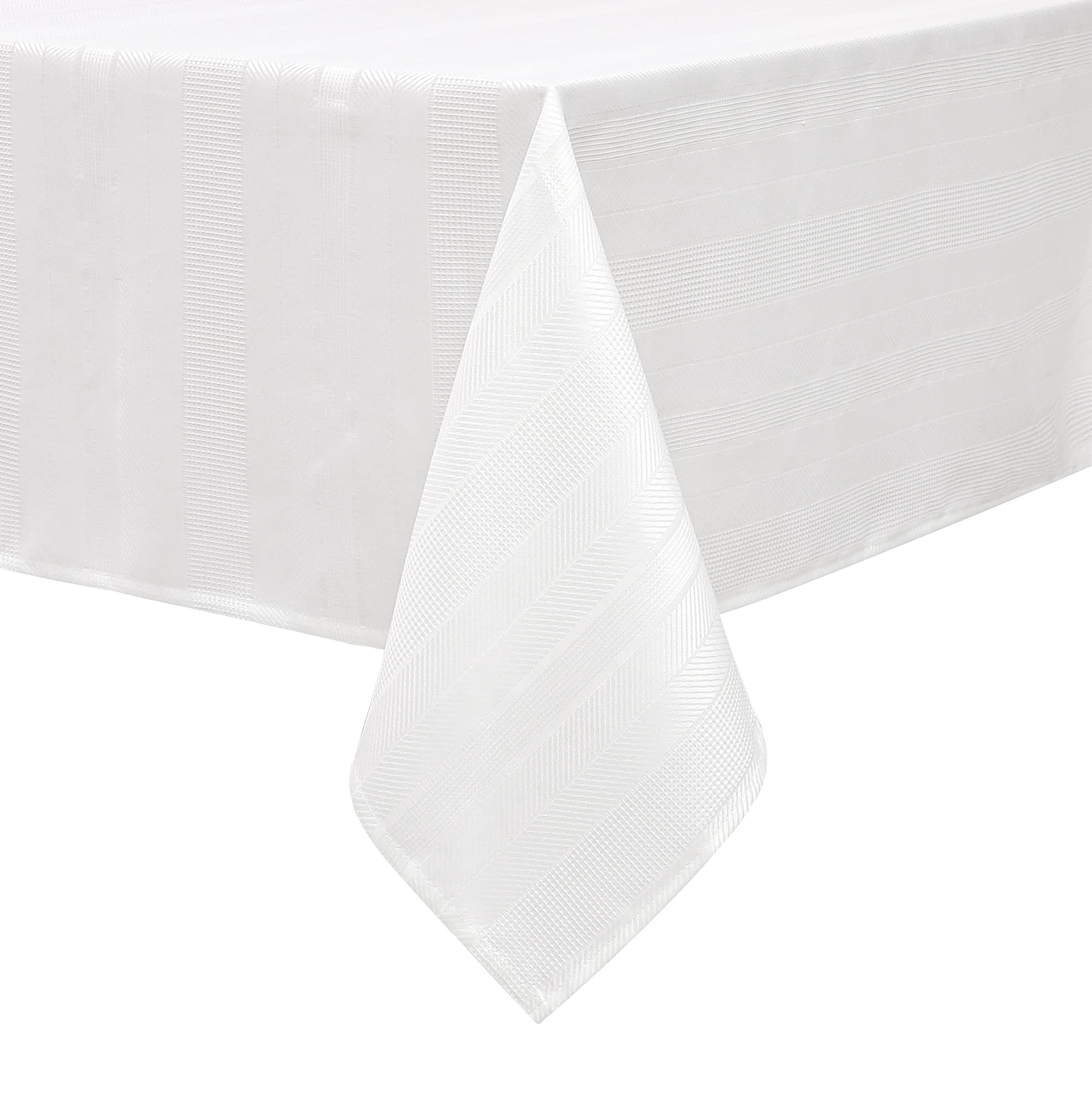 Randall White Rectangle Tablecloth Oblong 60  120 10 Feet Water Resistant Dust-Proof Stain Resistant Heavy Duty Table Cover For