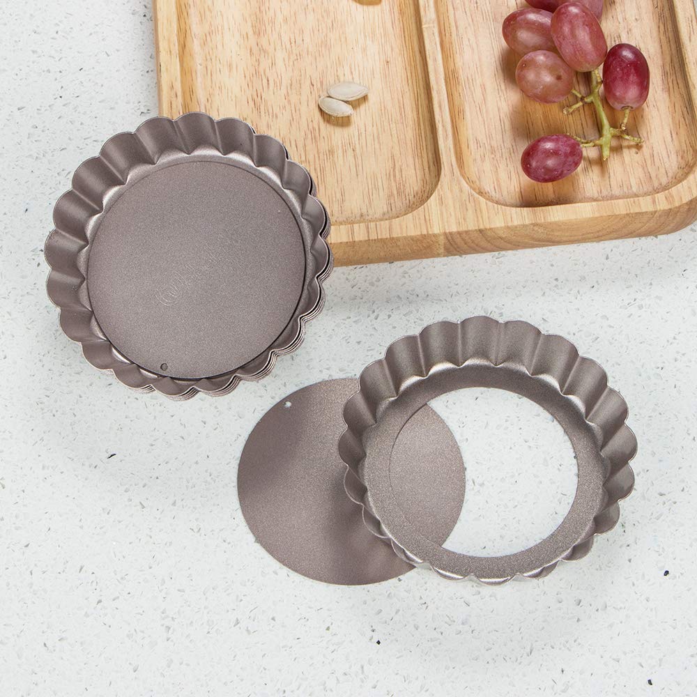 Webake 4 Inch Mini Tart Pan Set Of 6, Non-Stick Small Tart Mold Quiche Pans With Removable Bottom Mini Tart Tins