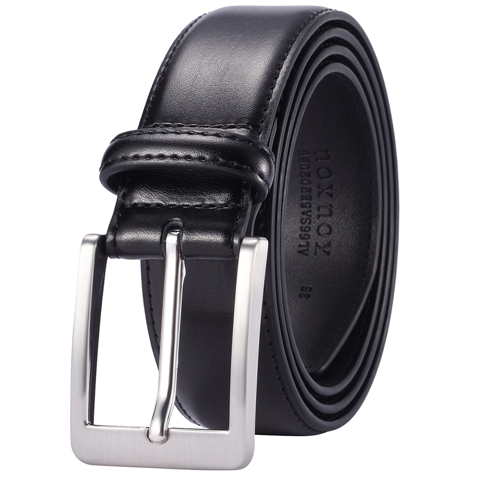 Xouxou Mens Casual Leather Jeans Belts Classic Work Business Dress Belt With Prong Buckle For Men (Black (S101), 50 (Waist 48))