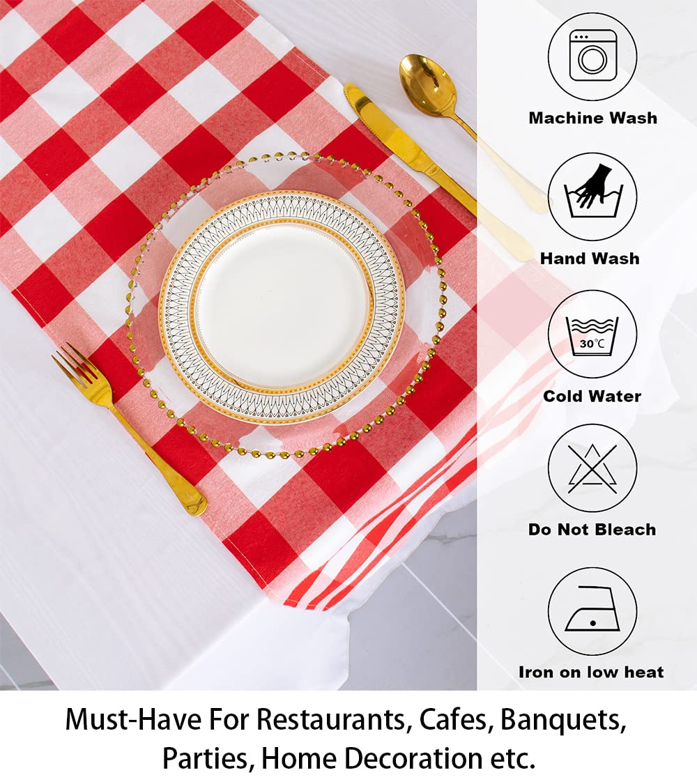 Buffalo Check Table Runner 13 ' 'X108 ' ' Red And White Cotton Checkered Table Runner Buffalo Plaid Table Cover For Family Dinne