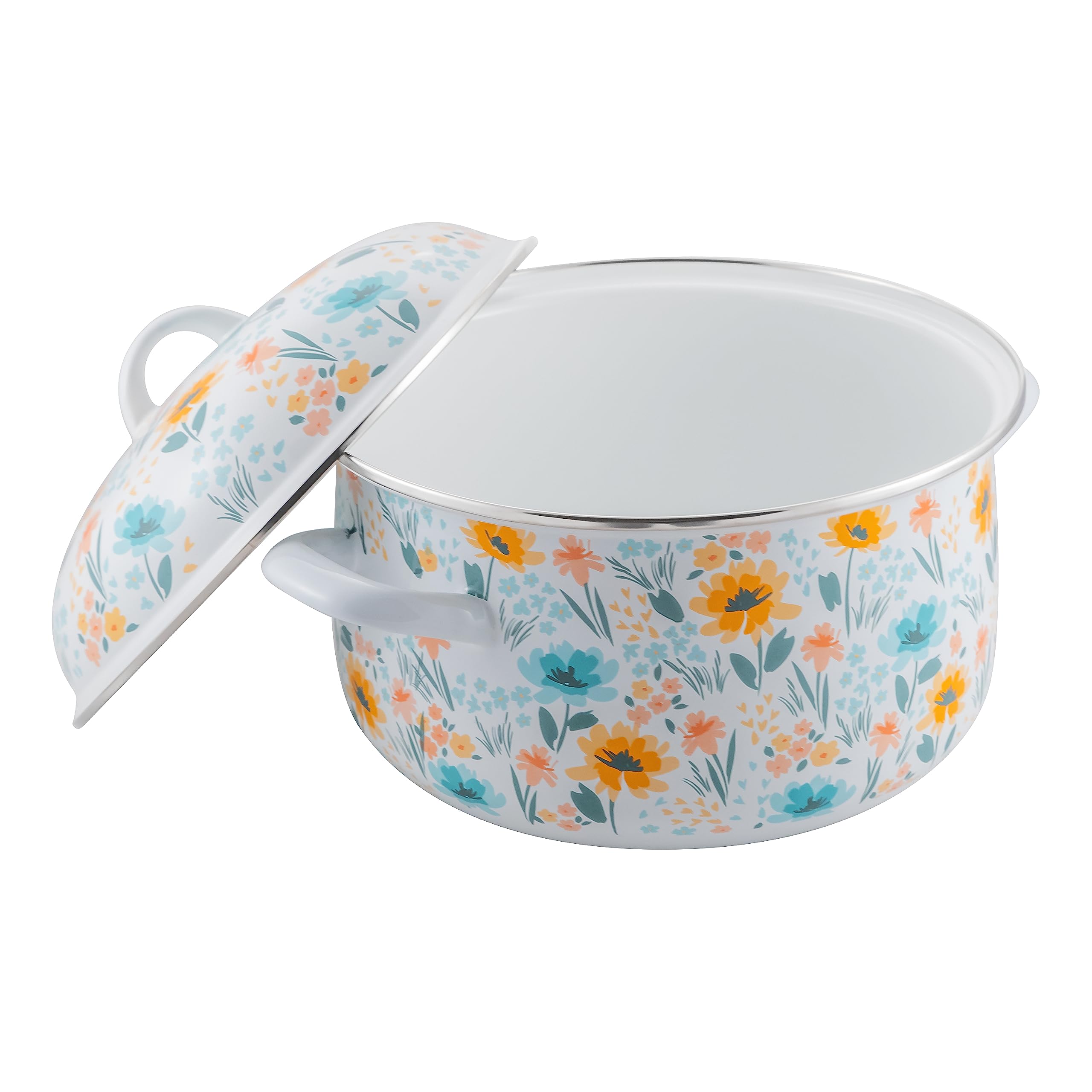 McSunley 6Qt Porcelain Enamel Dutch Oven - Floral Design, Model 239