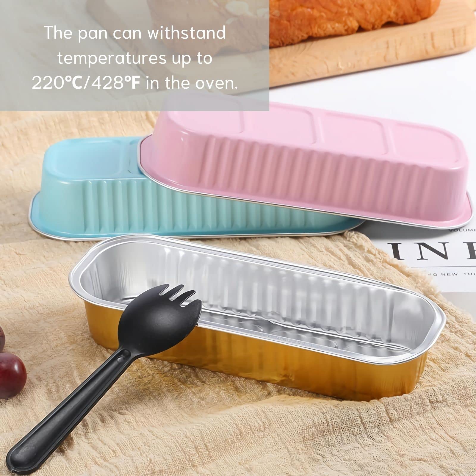 Findful Mini Loaf Baking Pans With Lids And Spoons (50 Pack, 6.8Oz) Rectangle Aluminum Foil Baking Pans Tins Containers - Cupcak