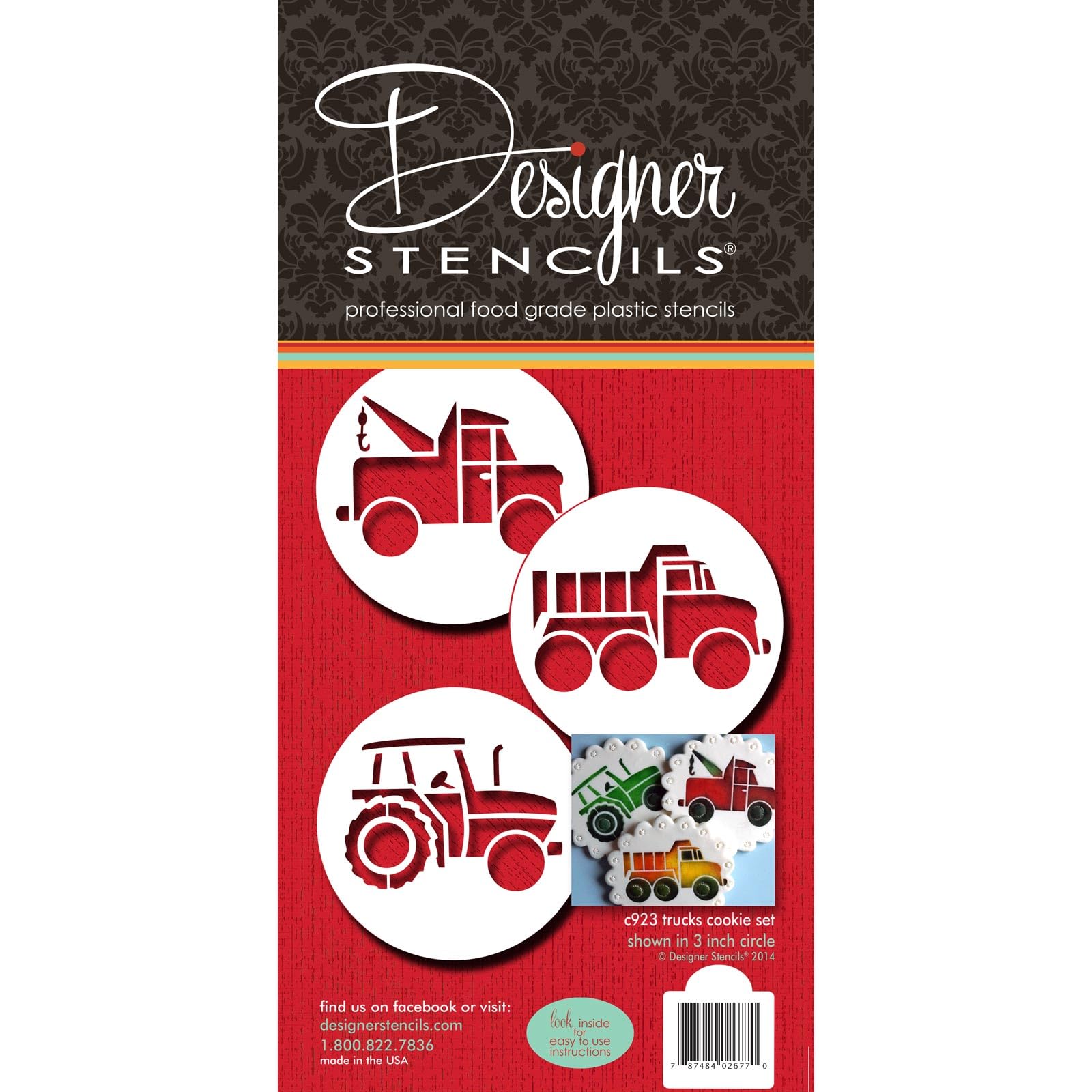 Designer Stencils Trucks Cookie Set, Beige/Semi-Transparent