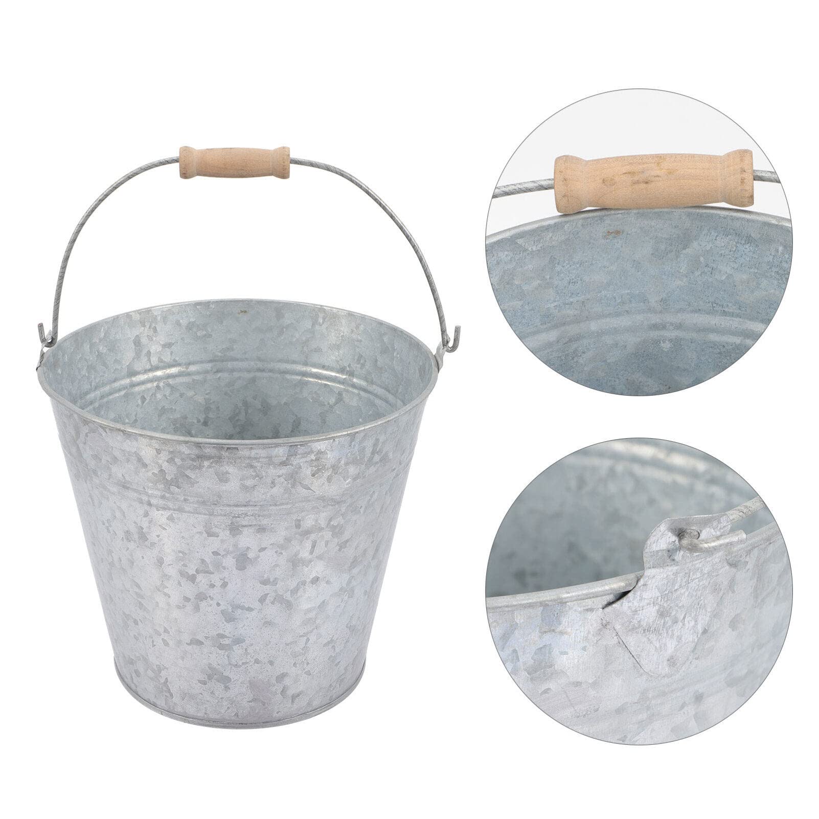 Alipis Small Galvanized Metal Buckets With Handles Rustic Farmhouse Tin Pails Flower Pots Planters Ice Bucket Vase Ash Bucket Pe