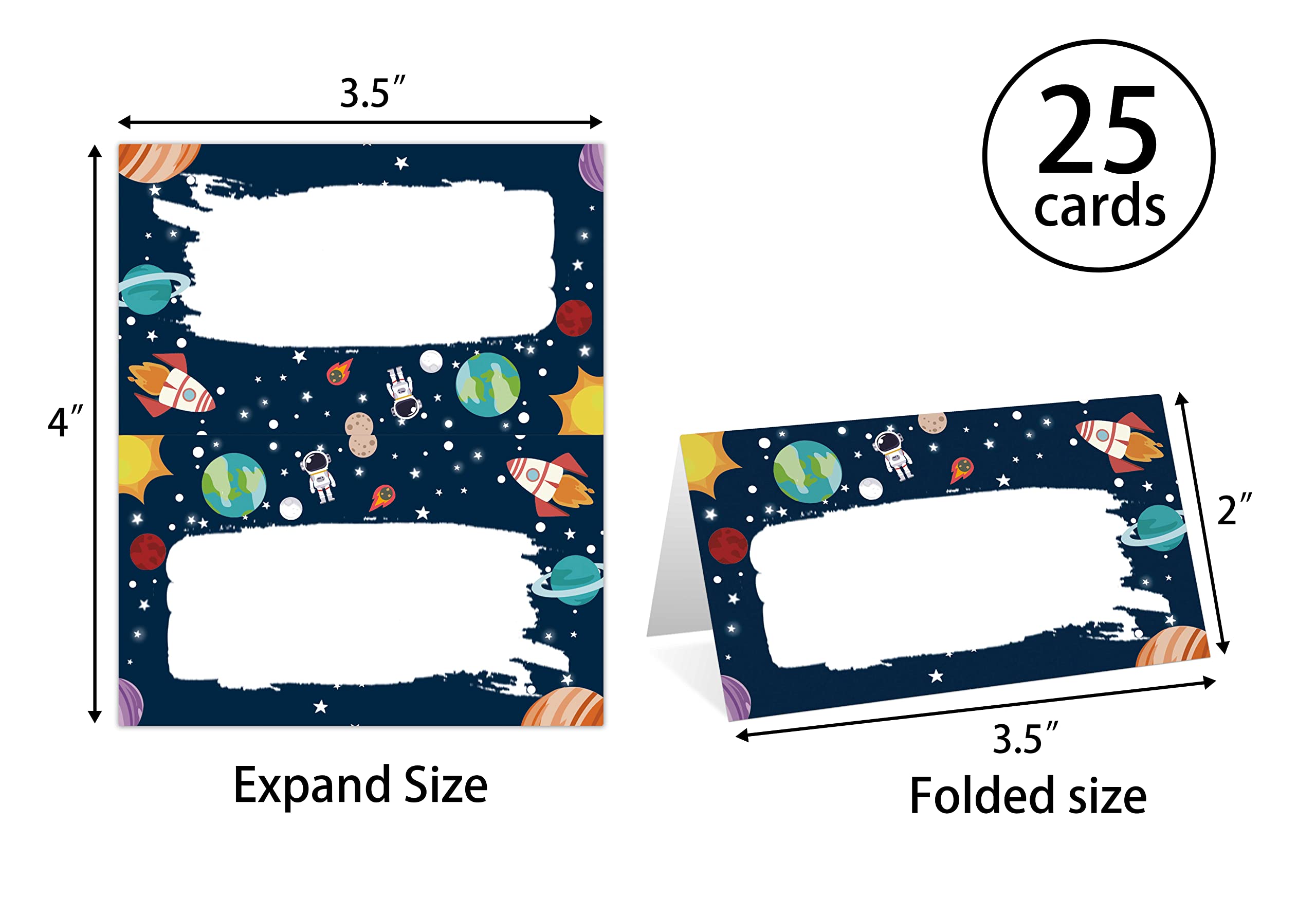 Place Cards For Wedding, Birthday Or Party, Outer Space, Uninerse Filled-In Name Place Cards, Foldover Seating Table Cards, 25 P
