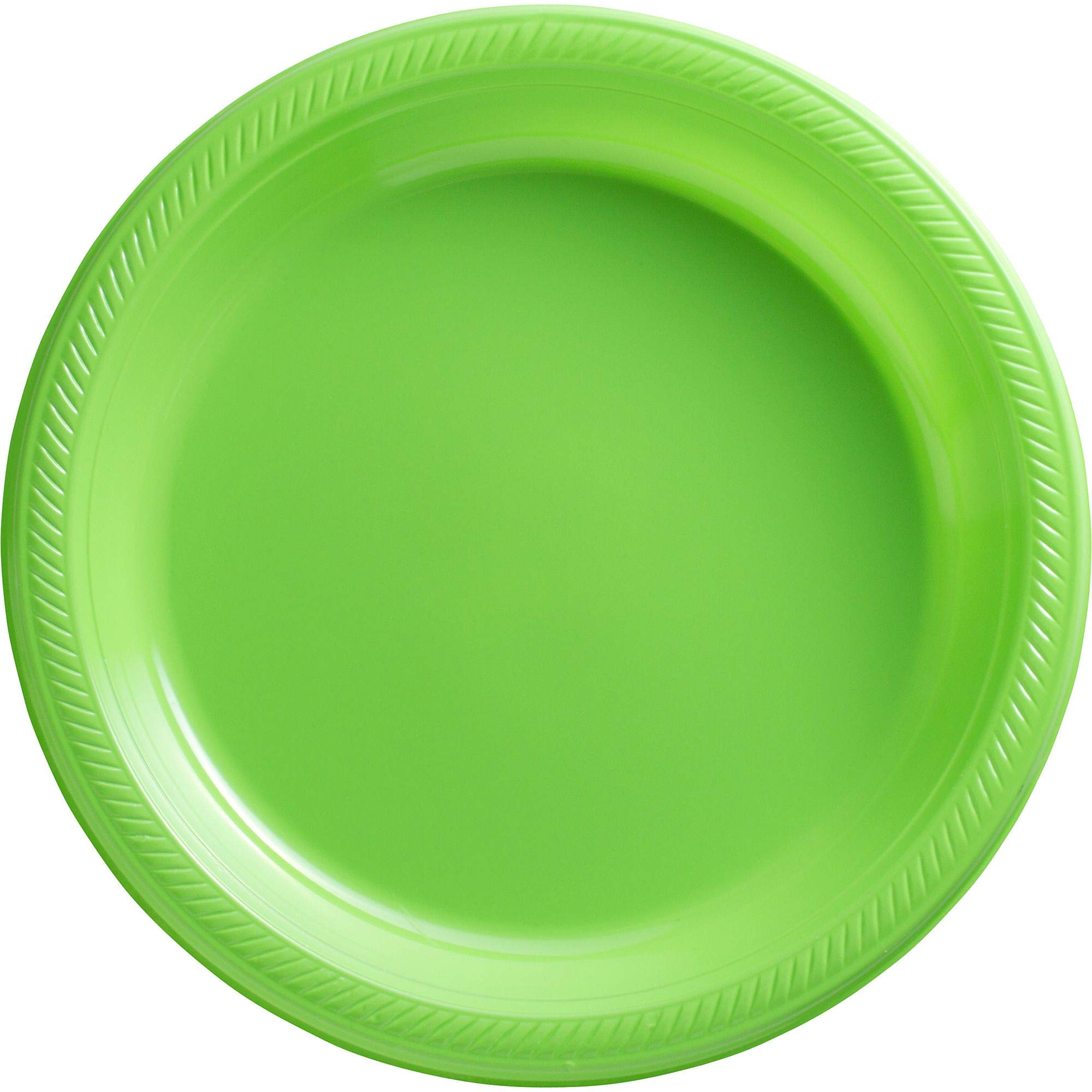 Kiwi Green Round Disposable Plastic Plates - 10.25'' (Pack Of 50) - Sturdy Dinnerware For Parties, Events & Everyday Use