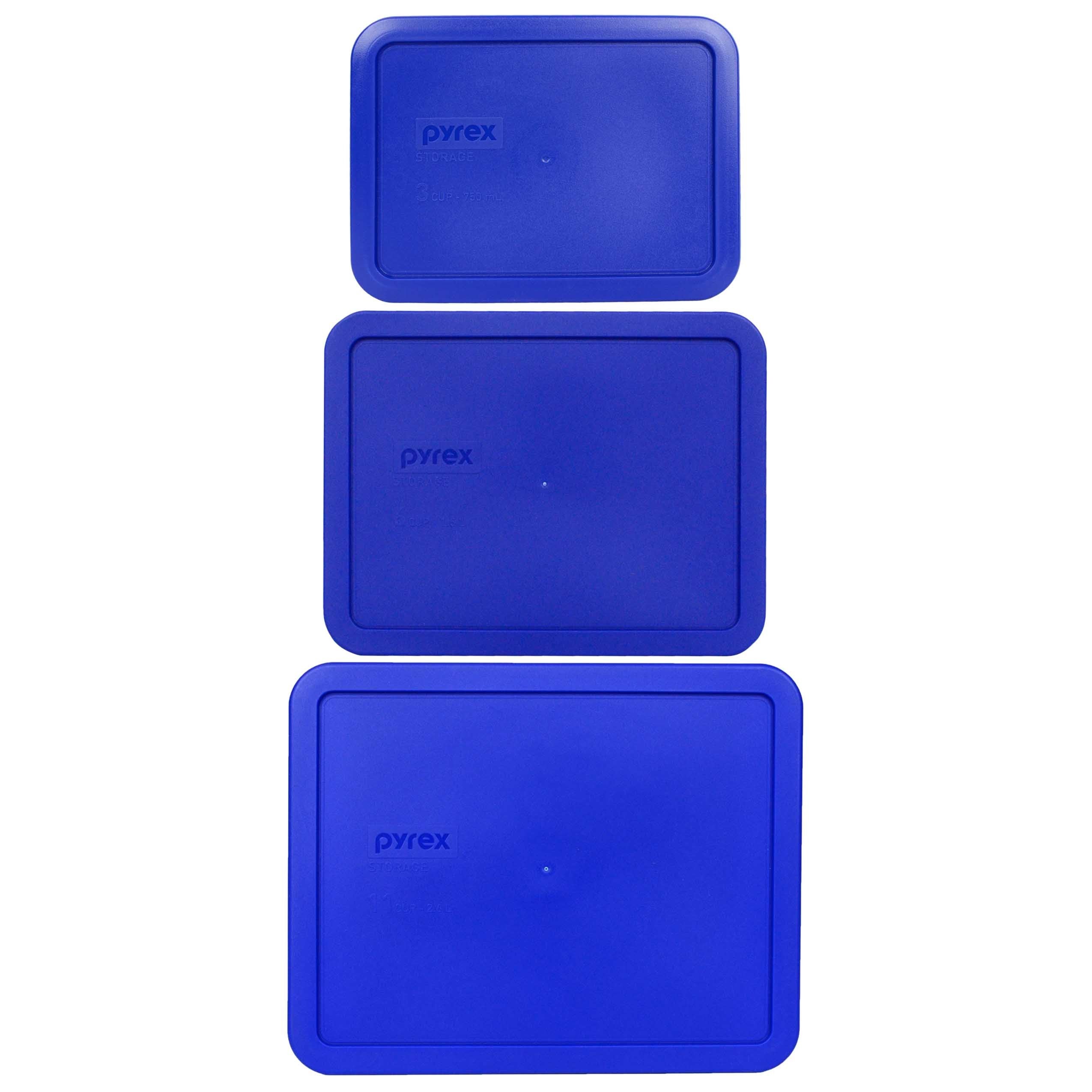 Pyrex 3 Lid Bundle In Cadet Blue For Pyrex 7212, 7211, And 7210 Glassware Models, Made In Usa