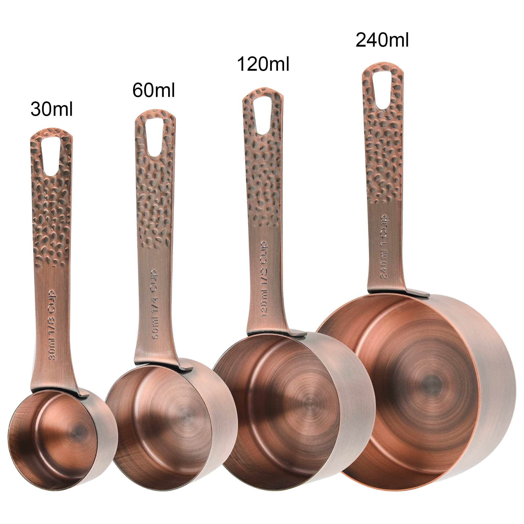 Smithcraft 10-Piece Measuring Cups and Spoons Set, Copper Stainless Steel, Nesting Design for Baking and Cooking