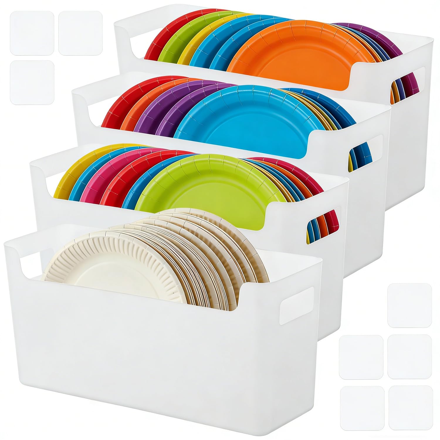 Joyibay Paper Plates Organizer, 4 Pcs Paper Plates Dispenser for 69In Plastic Plates Saving Cabinet, SpaceSaving Plate Storage