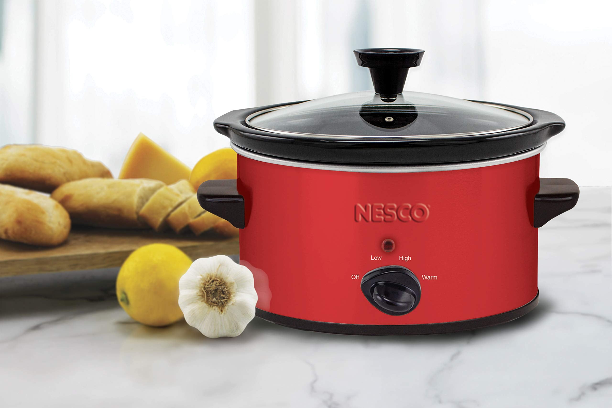 Nesco Sc-150R, Oval Slower Cooker, Red, Ceramic, 1.5 Quart, 120 Watts