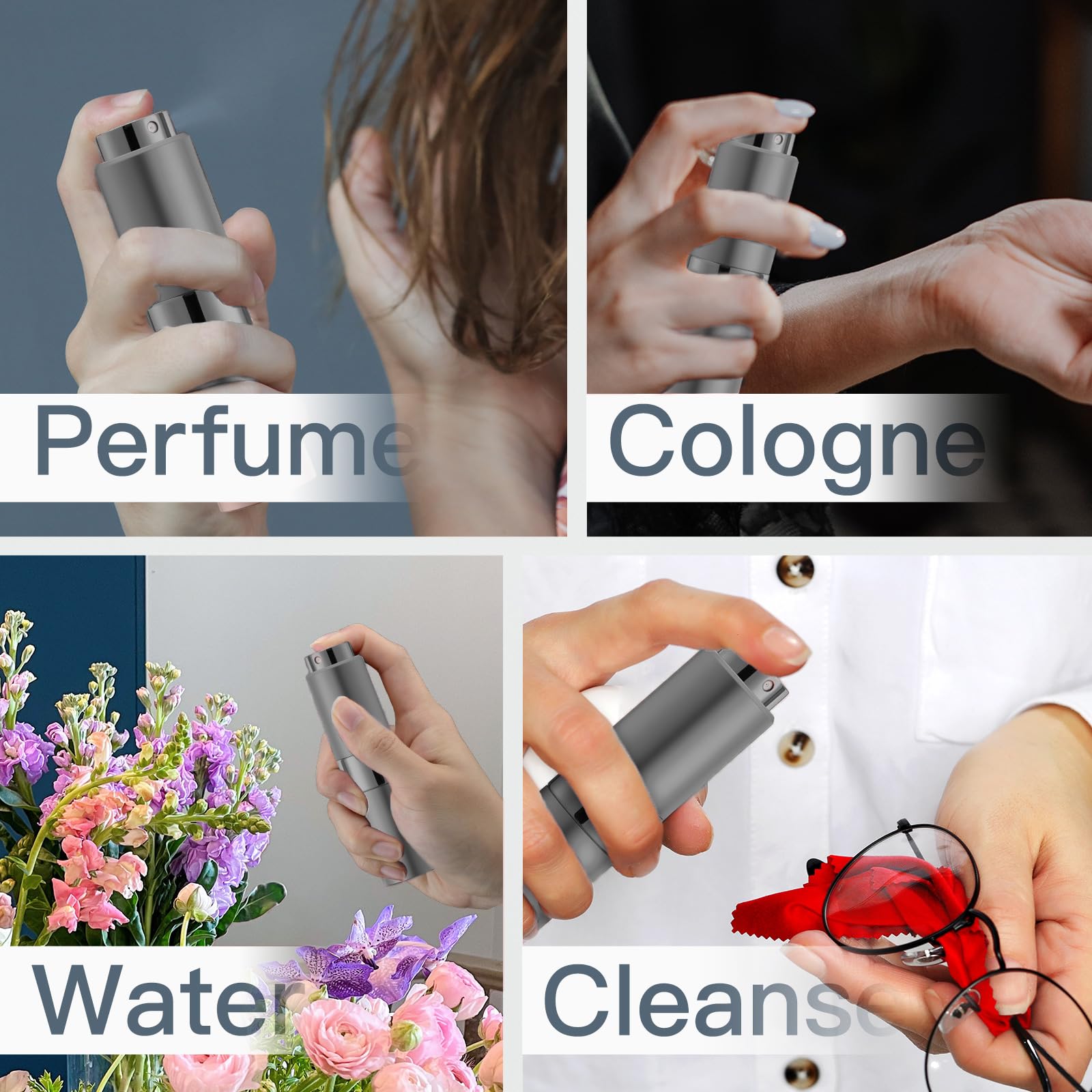 Owlyee 20Ml Perfume Atomizer, 1Pcs Travel Cologne Spray Bottle, Mini Empty Sprayer Dispenser (Grey)