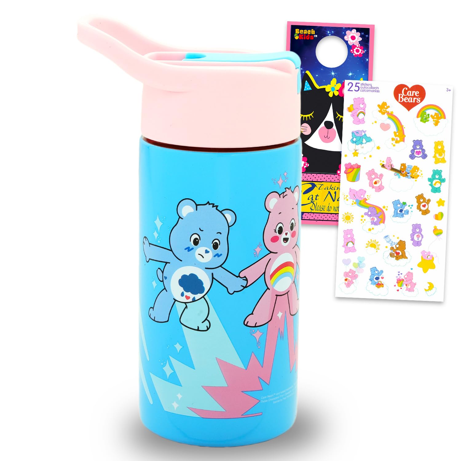 Care Bears Stainless Steel Water 14 Oz Bottle for Kids Adults Bundle