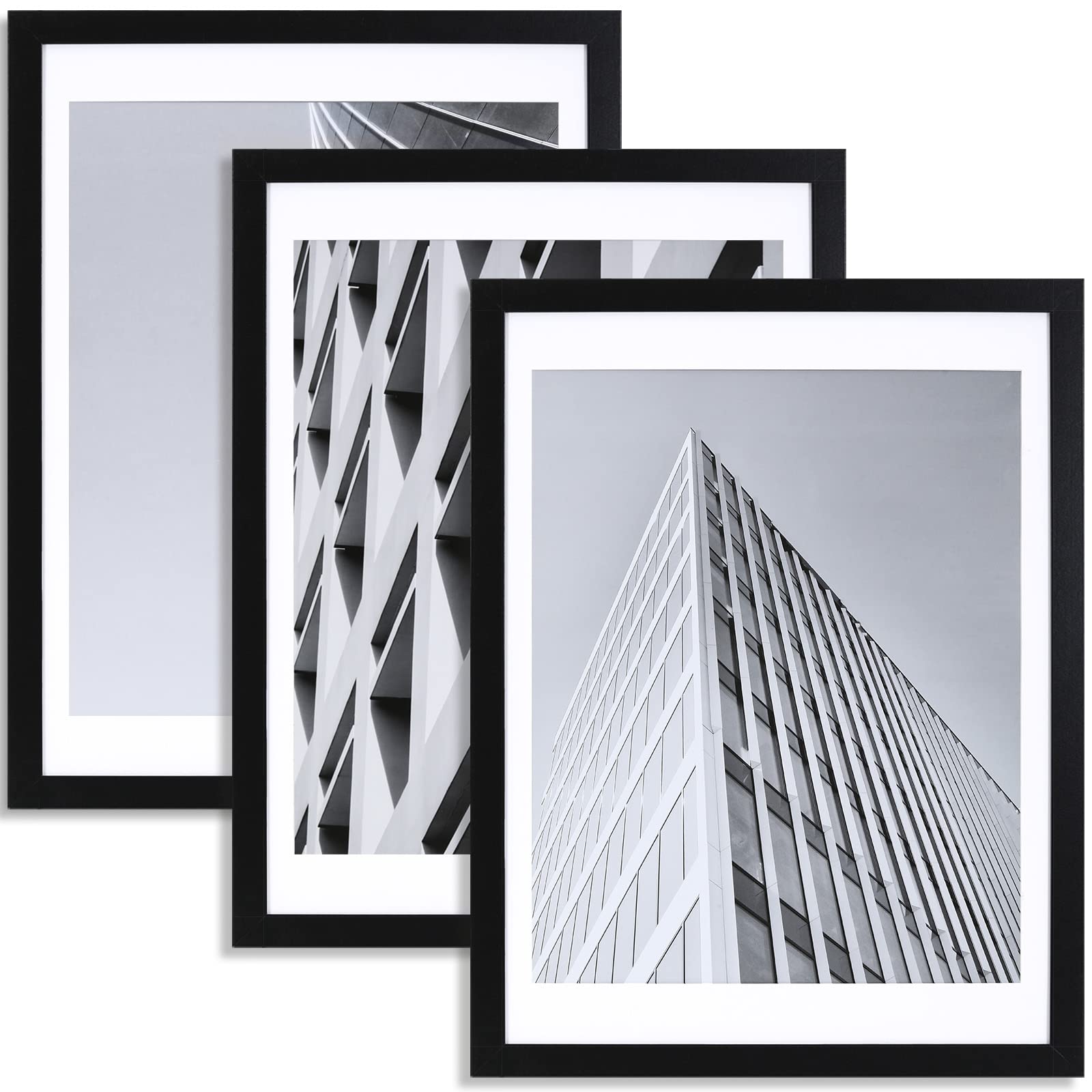 ELSKER&HOME 18x24 Poster Frame Black 3 Pack, Display Pictures 16x20 with Mat or 18x24 Photos without Mat Set of 3, Include 3 Wal