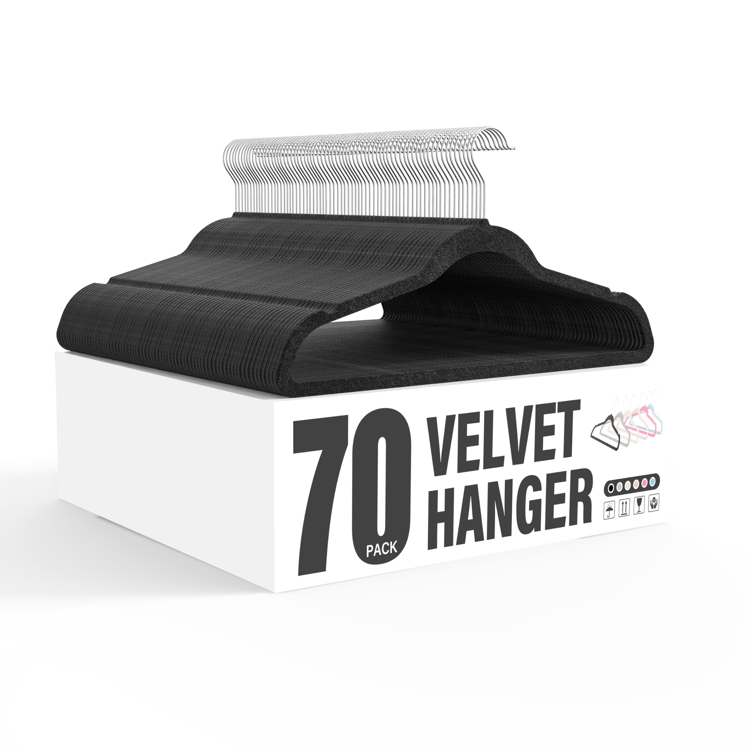 Simple Deluxe Velvet Hangers 70 Pack, Non-Slip Clothes Hangers With Shoulder Notches, 360 Swivel Hooks, Heavy Duty Coat Suit Han