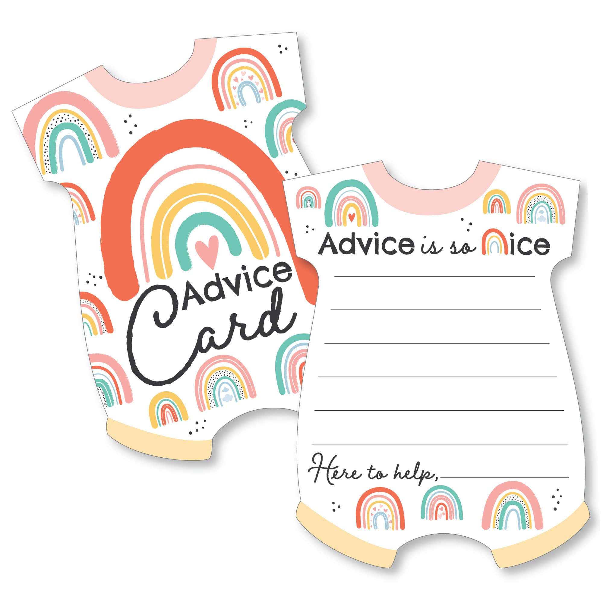 Big Dot Of Happiness Hello Rainbow - Baby Bodysuit Wish Card Boho Baby Shower Activities - Shaped Advice Cards Game - Set Of 20