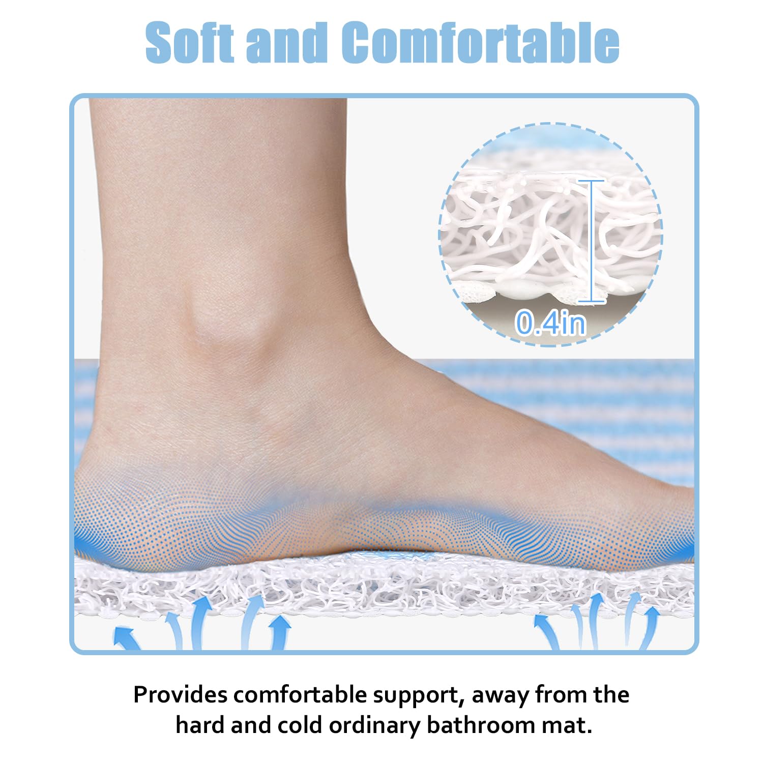 Non Slip Shower Mat, 24X24 Inch, Soft Comfortable Shower Floor Mat With Drain, Pvc Loofah Bath Mat For Shower, Bathroom And Wet