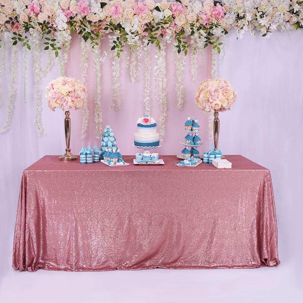 Trlyc Blush Sequin Tablecloth - 60x120inch Glitter Tablecloth Rectangle Party Wedding Christmas Table Cloth