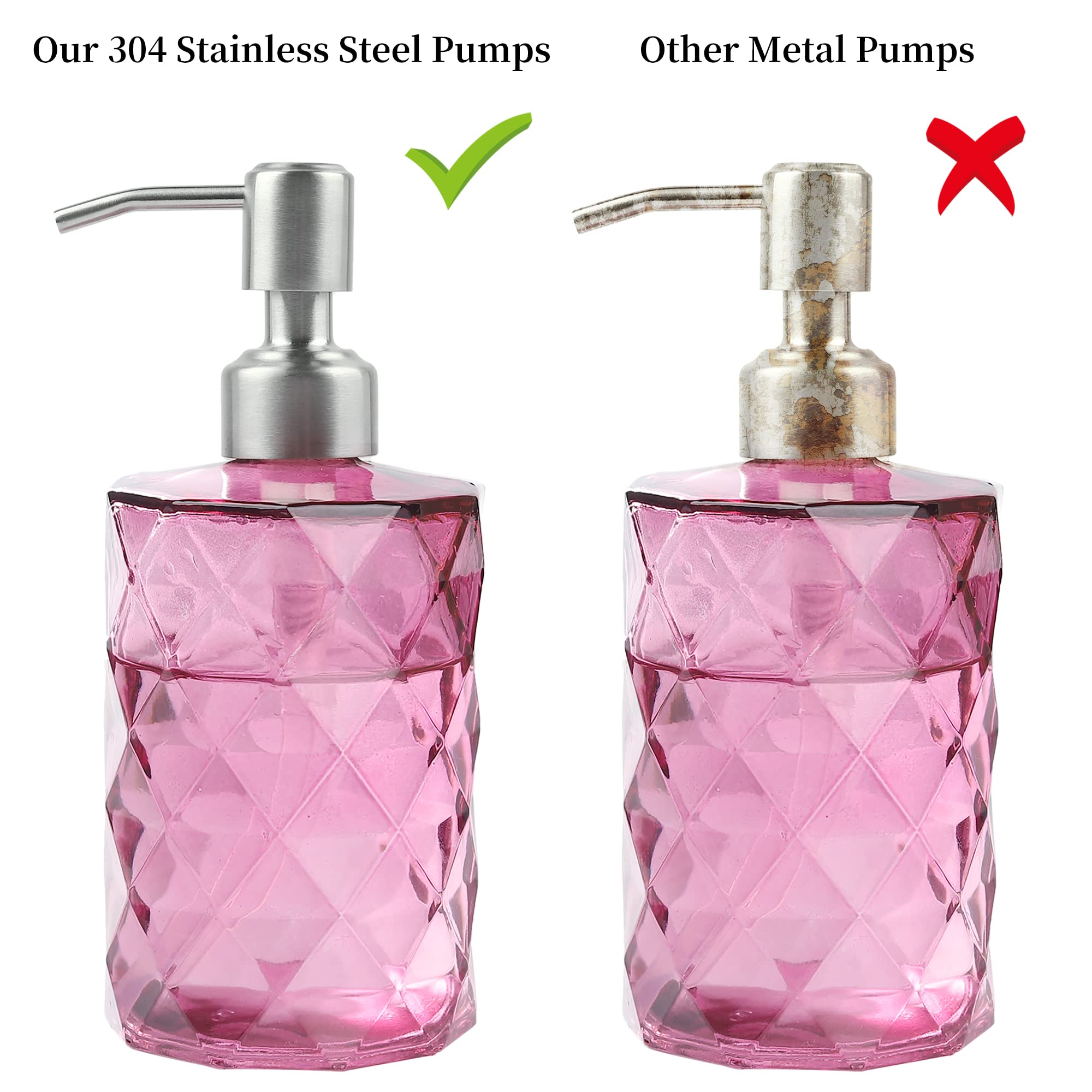 6 Pack Soap Dispenser Pump Replacement, 304 Rust Proof Stainless Steel Soap Dispenser Lids For Regular 28/400 Neck Bottles, Soap