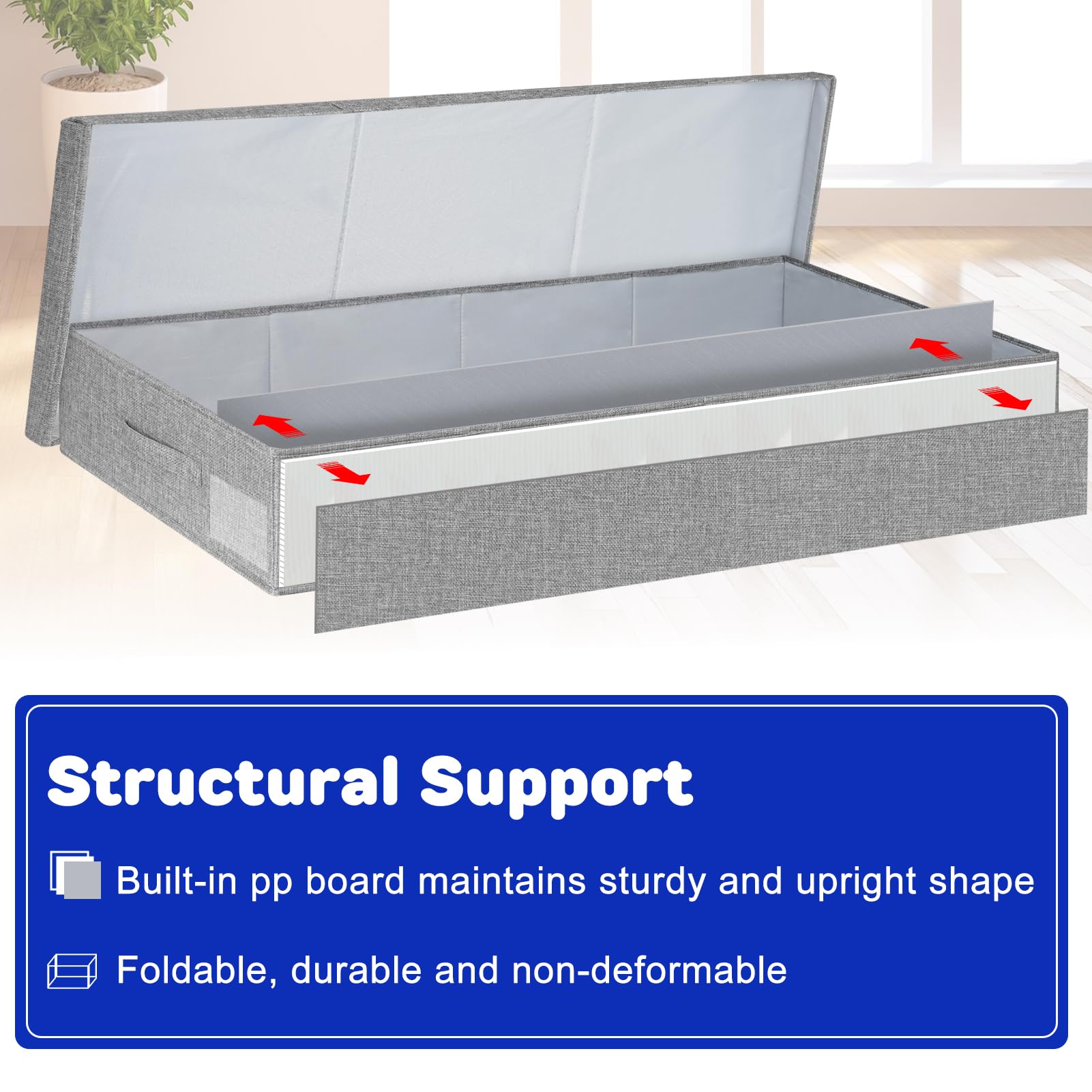 boailydi Under Bed Storage Containers with Lid, Sturdy Underbed Storage Bins with Reinforced Handle, Closet Organizers and Stora