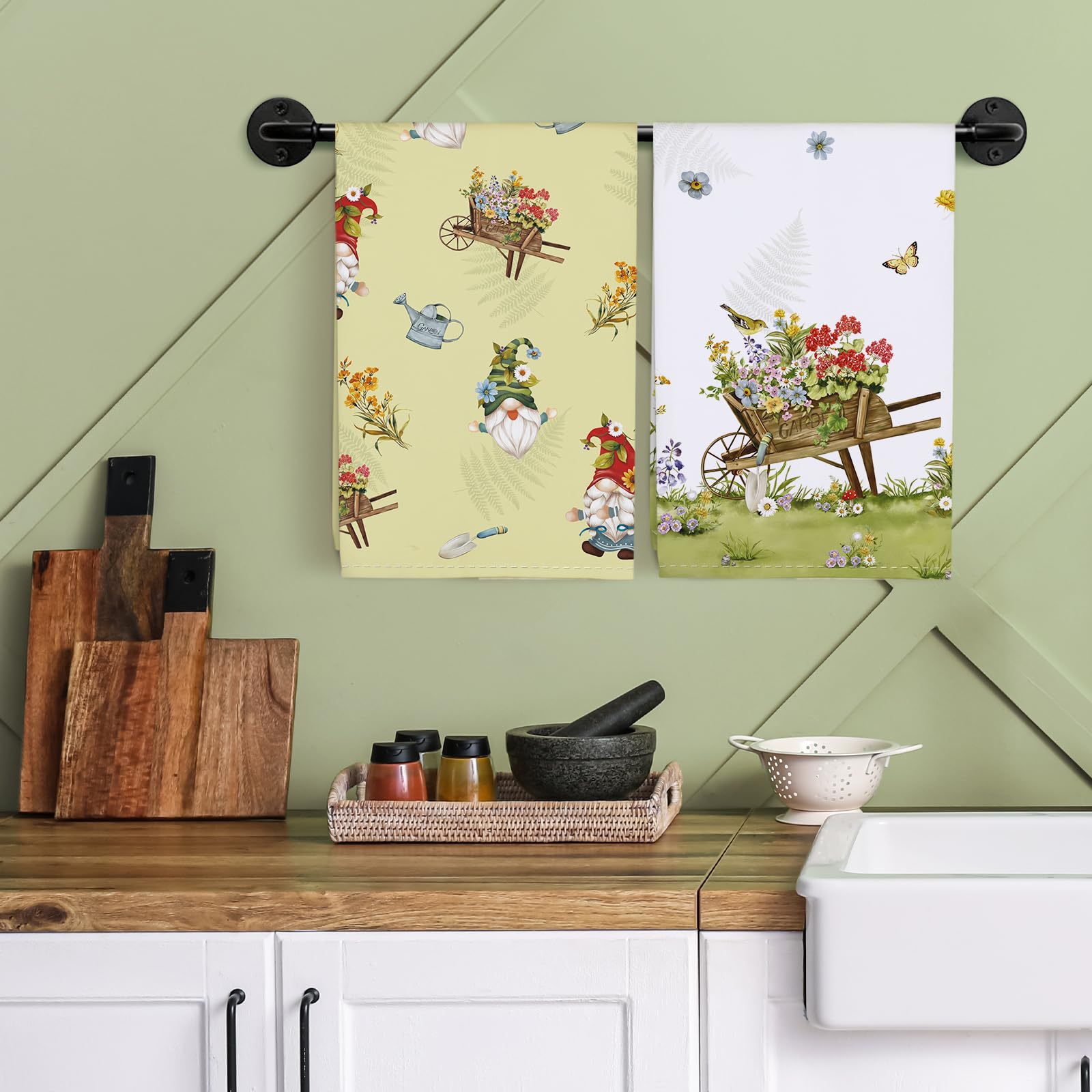 Arquiel Gnomes Kitchen Towel 100% Cotton Quick Dry Dish Towels 20 X 27.5Inch, Dishcloth Hand Towels For Housewarming Gifts Dinin