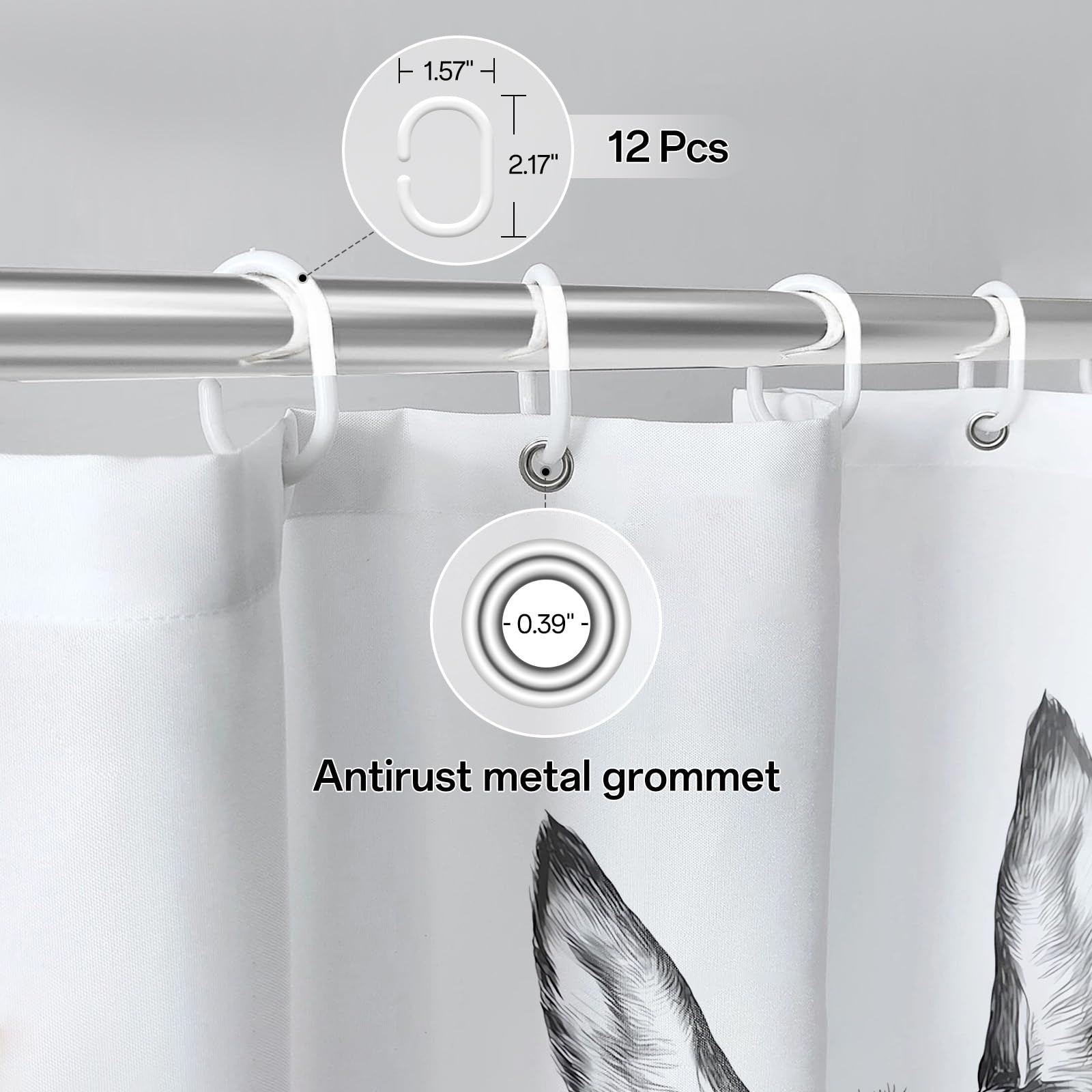 Mahrokh Funny Donkey Shower Curtain Waterproof Fabric Shower Curtain Set Washable Farmhouse Bathroom Decor Bath Curtains With 12