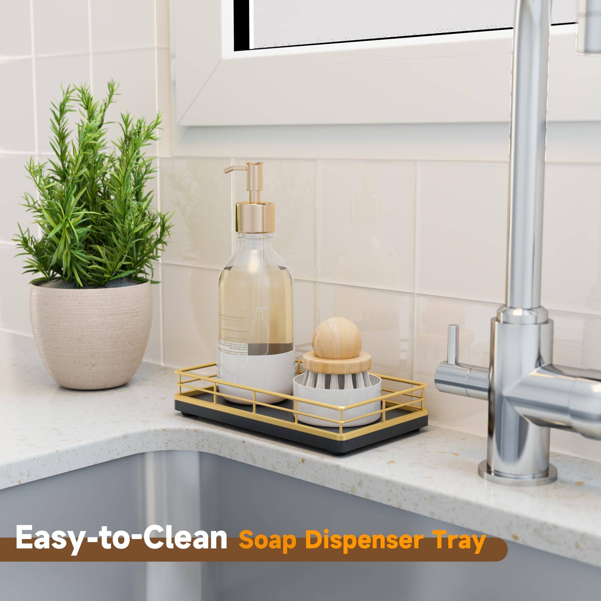 Oak Kitchen Soap Tray, 7'' L Small Wooden Hand And Dish Soap Mouthwash Dispenser Tray For Sink Countertop Dining Room Salt Peppe