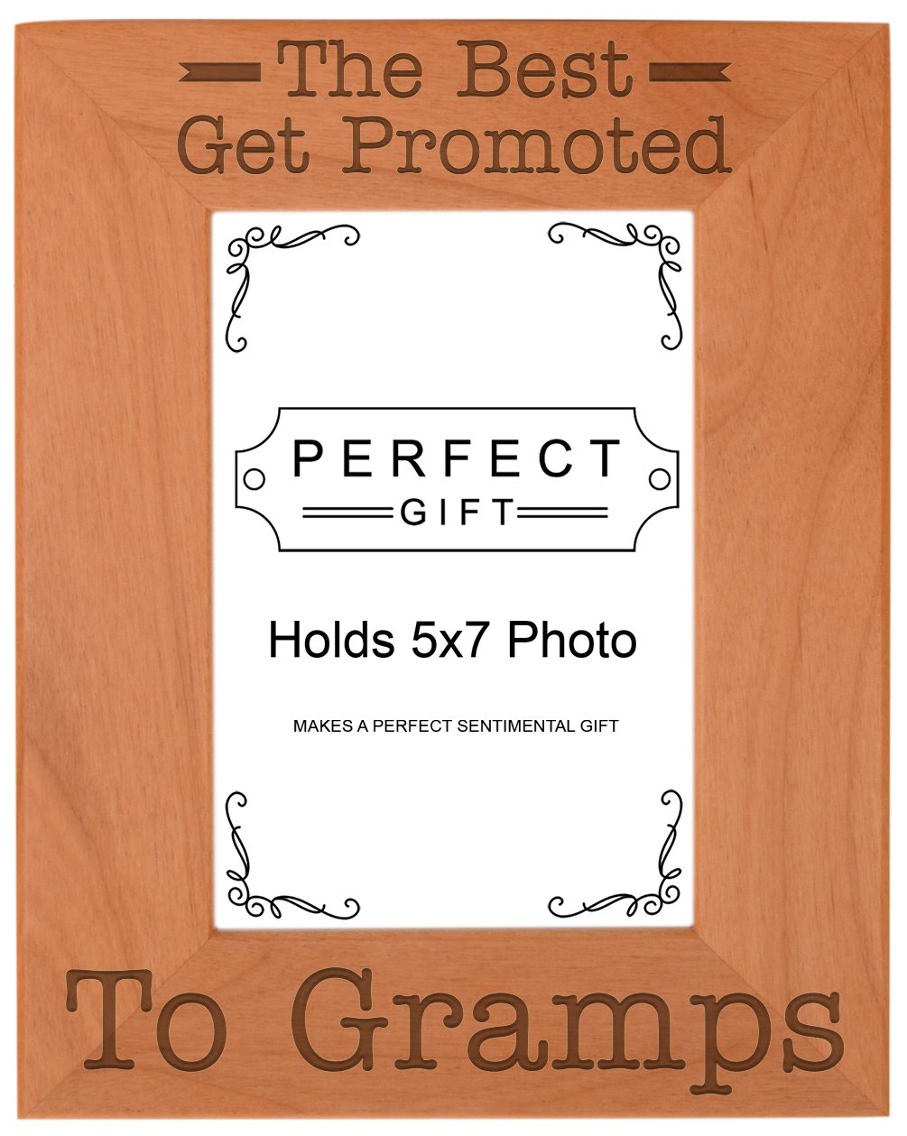 ThisWear Gift for Grandpa Best Get Promoted to Gramps Natural Wood Engraved 5x7 Portrait Picture Frame Wood