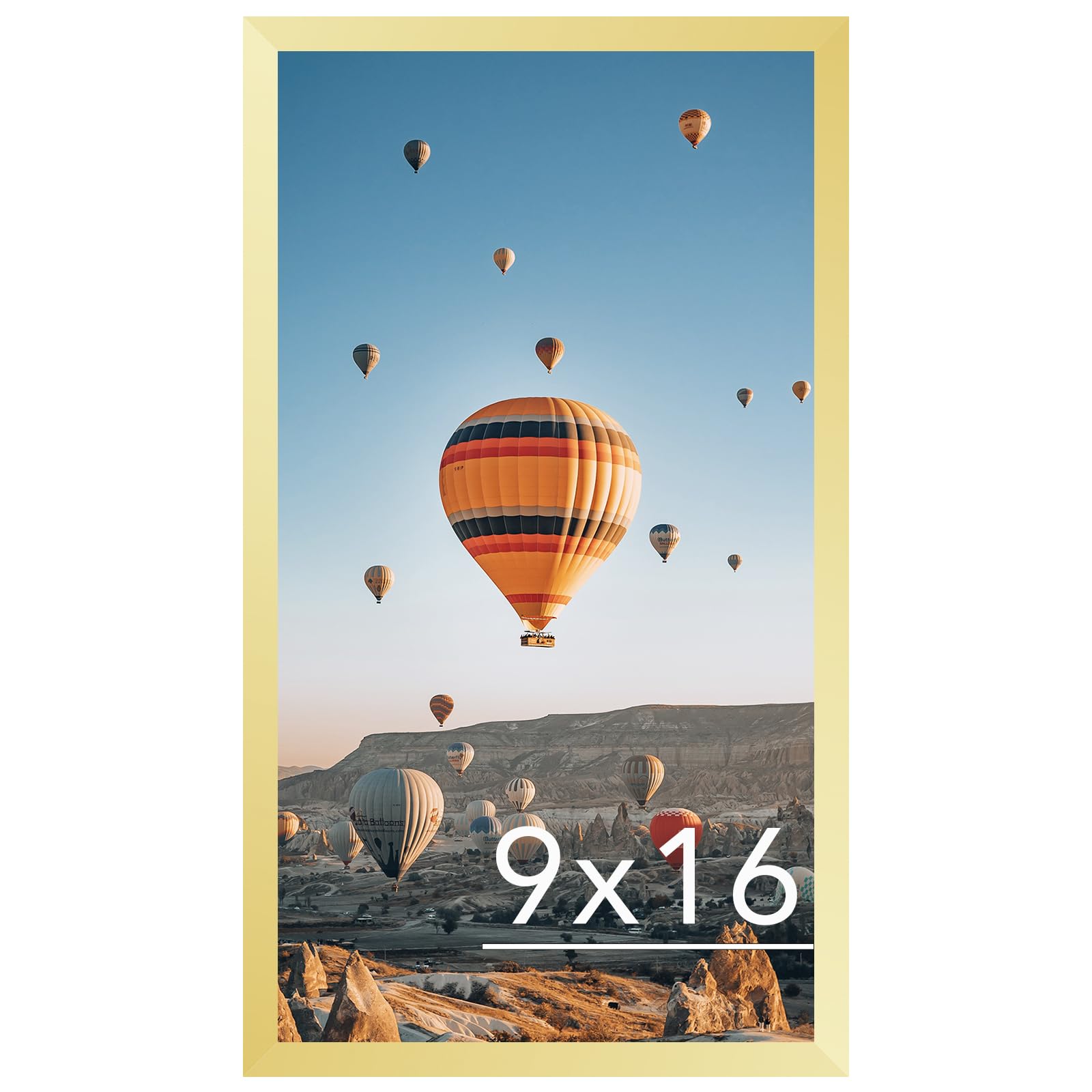 JCJMY 9x16 Picture Frame Gold for Wall Hanging, Wall Mounting Horizontally or Vertically, 9 x 16 Wall Gallery Poster Photo Frame