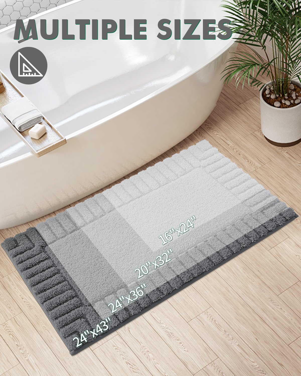 Lumi Premium Bath Rug, Extra Soft And Absorbent Bathroom Mat, Quick Dry, Non Slip, Machine Washable Bath Mat For Shower And Tub,