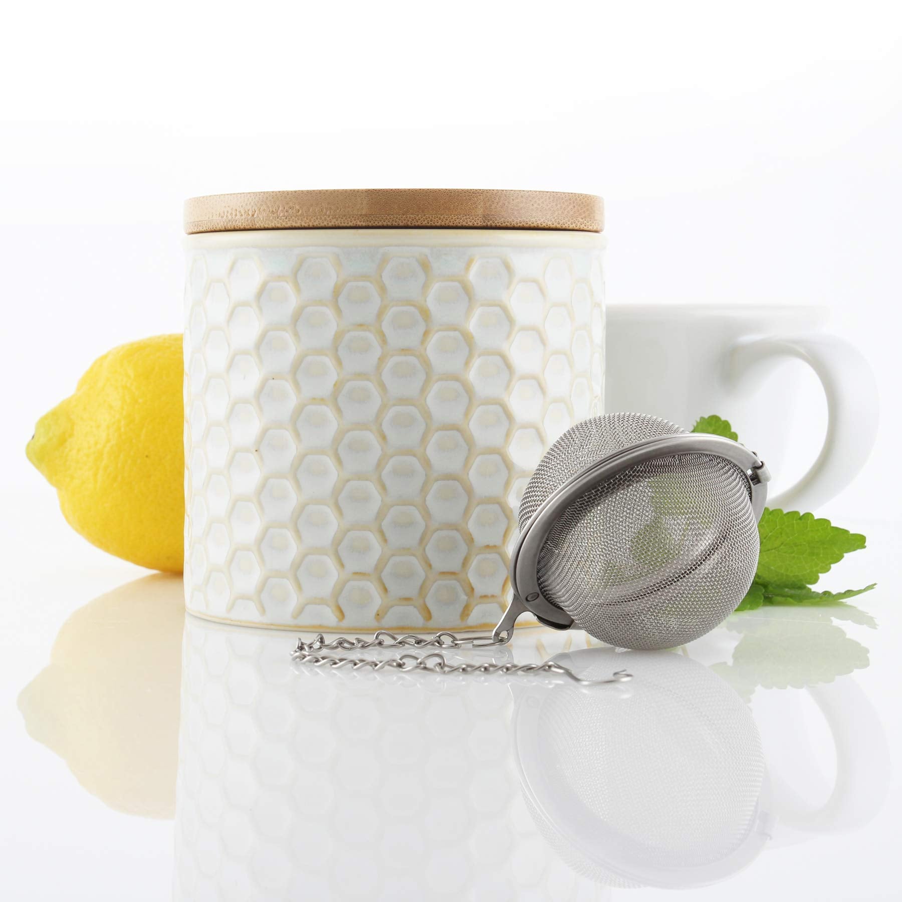 Chantal Tea Caddy With Infuser, 8 Oz, White