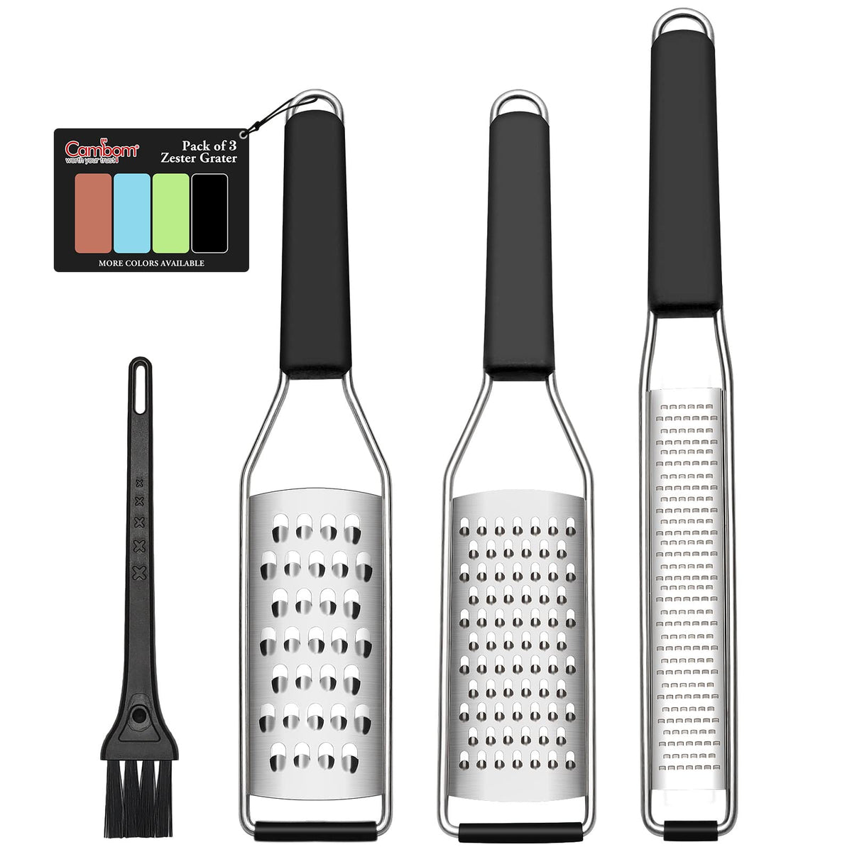 Cambom Cheese Grater Citrus Zester Lemon Zester Pack Of 3-304 Stainless Steel - A Sharp Tool For Parmesan Cheese, Ginger, Garlic