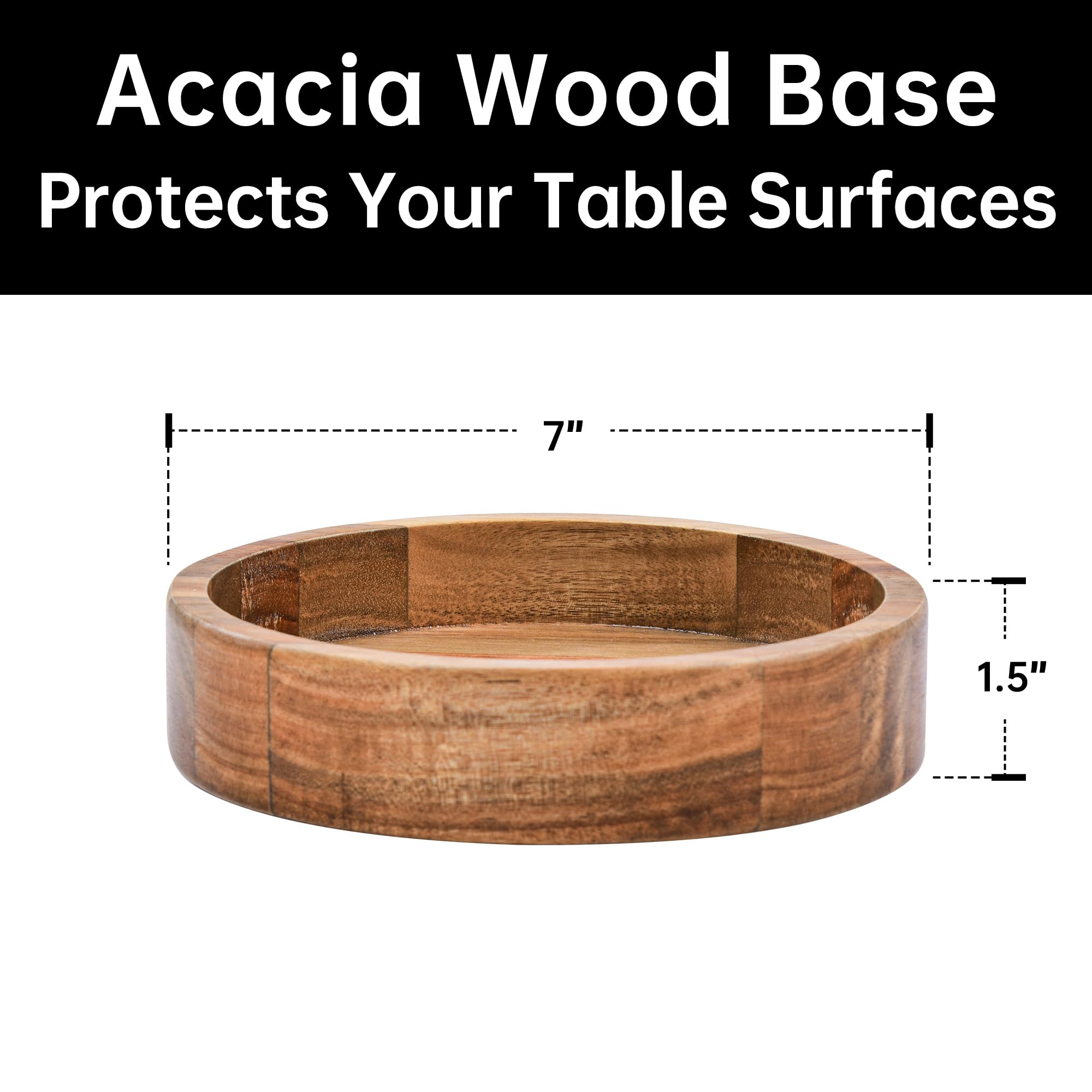 Kiteiscat Extra Large Glass Salad Bowl Set - Salad Bowls For Party With Acacia Wood Base And Salad Serving Utensils - Elegant An