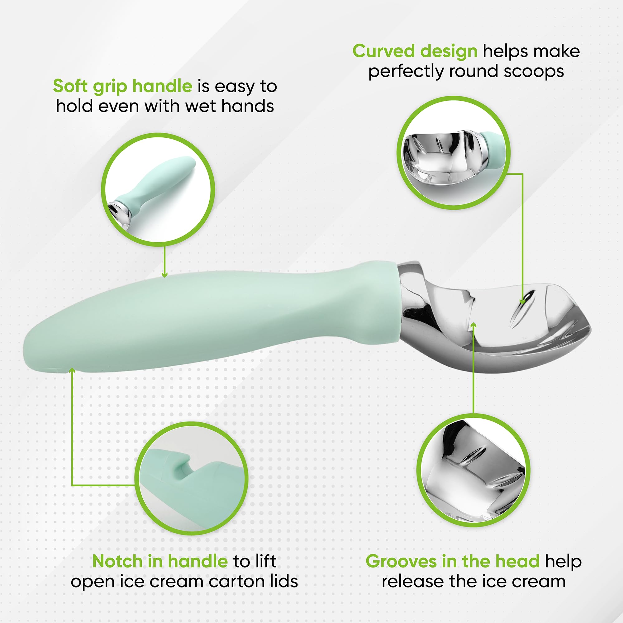 Spring Chef Heavy Duty Ice Cream Scoop With Comfortable Handle, Professional Metal Ice Cream Spoon, Dishwasher Safe Kitchen Tool