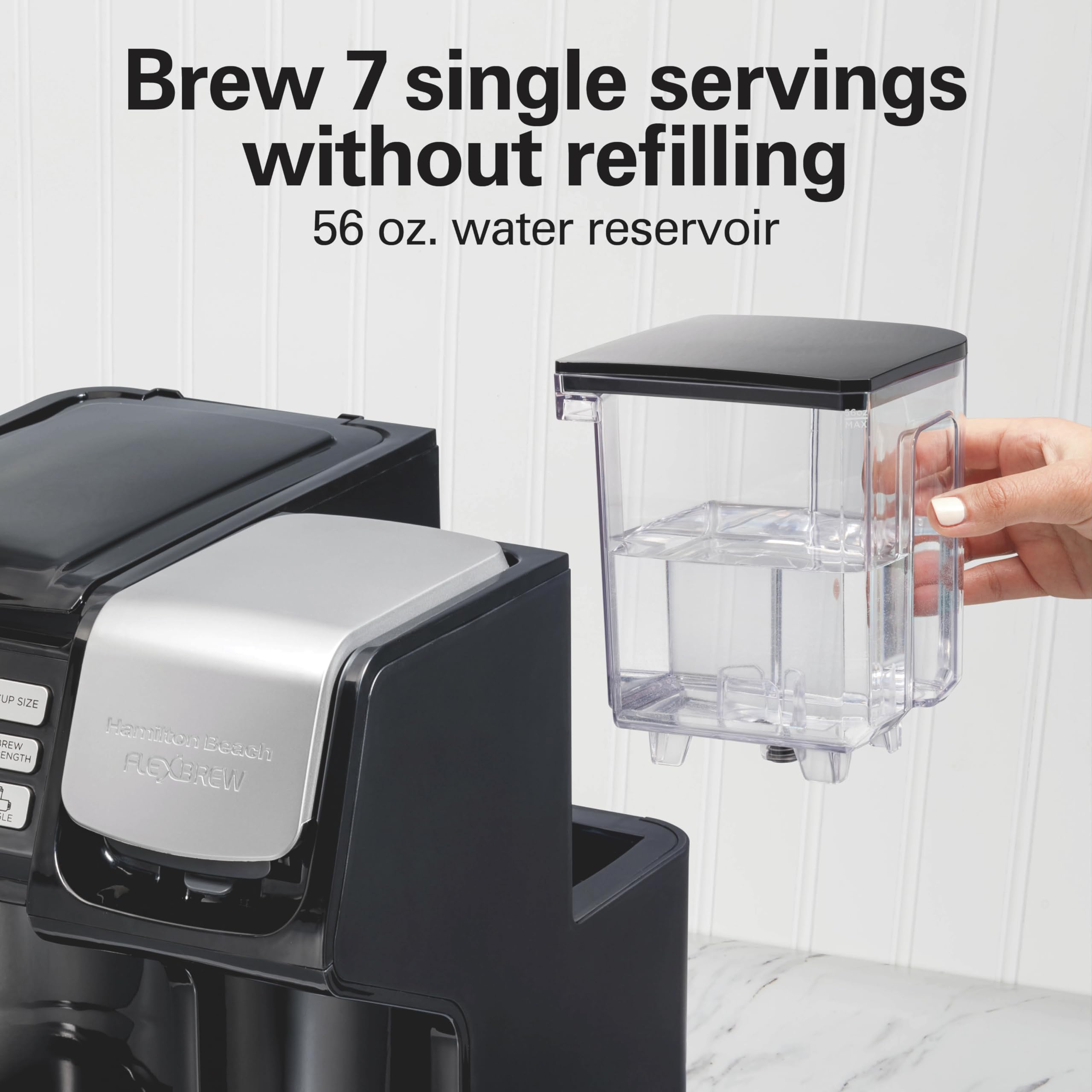 Hamilton Beach Flexbrew Trio 2-Way Coffee Maker, Compatible With K-Cup Pods Or Grounds, Combo, Single Serve & Full 12C Pot, Blac