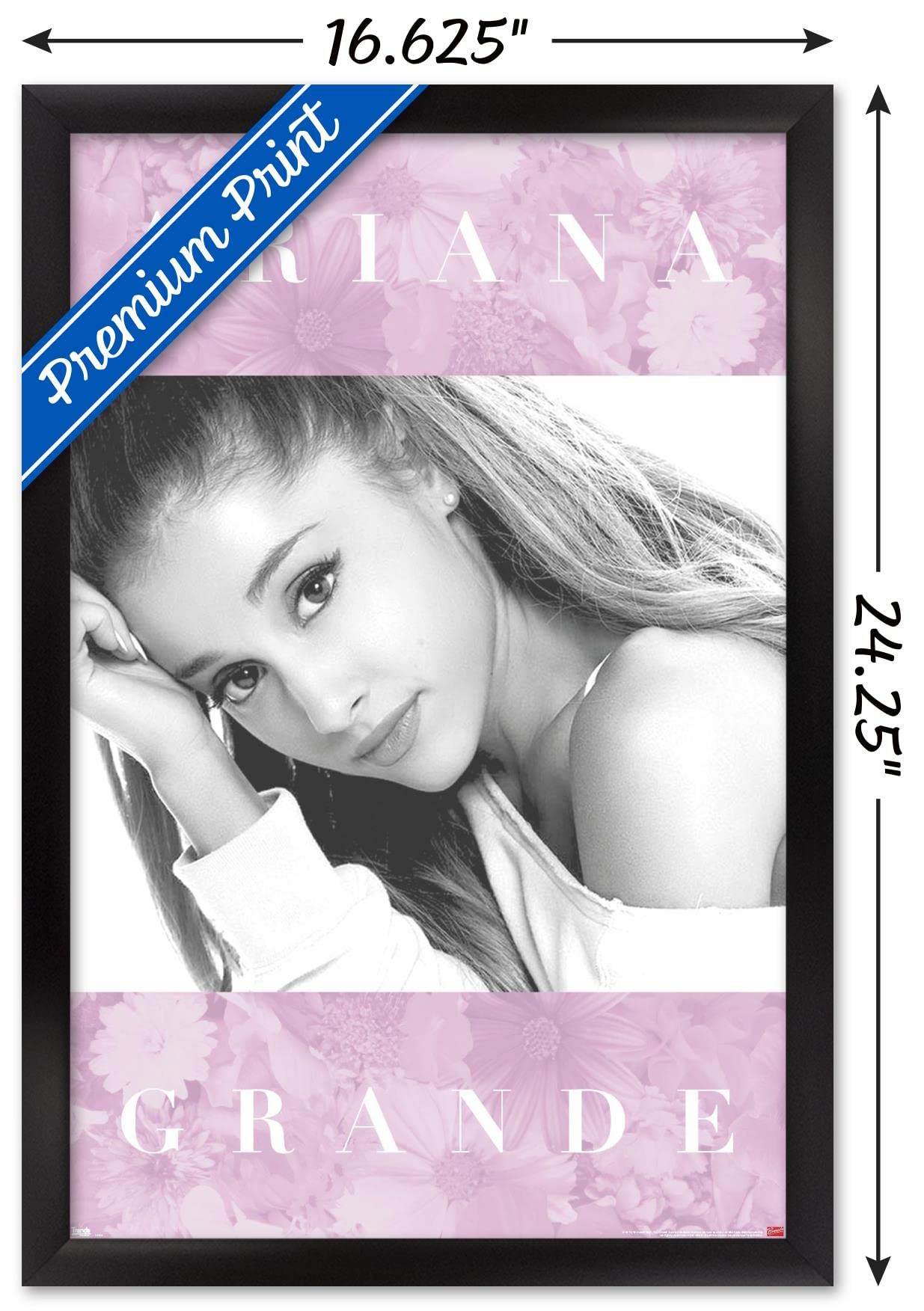 Trends International Ariana Grande - Floral Wall Poster, 14.725'' X 22.375'', Black Framed Version