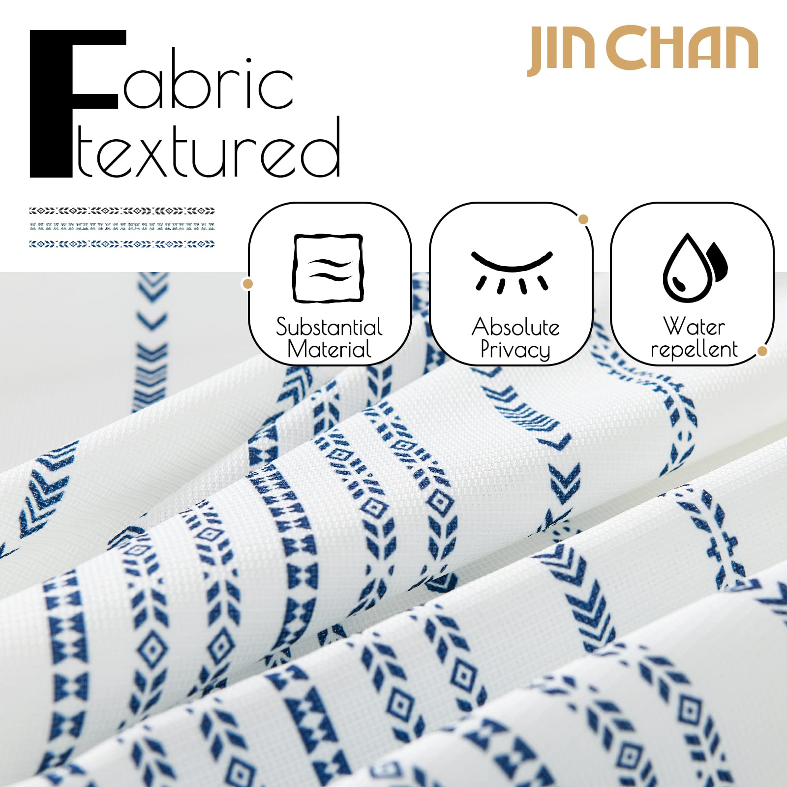 Jinchan Blue And White Shower Curtain Fabric Shower Curtain For Bathroom Modern Boho Shower Curtain Spring Waterproof In Bath 70