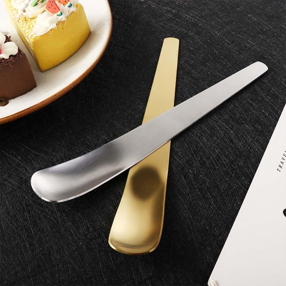 Ice Cream Spoon 2Pcs Creative Stainless Steel Long Handle Flat Head Spoons Coffee Spoon Cake Dessert Spoon Tea Tiny Stirring Spo