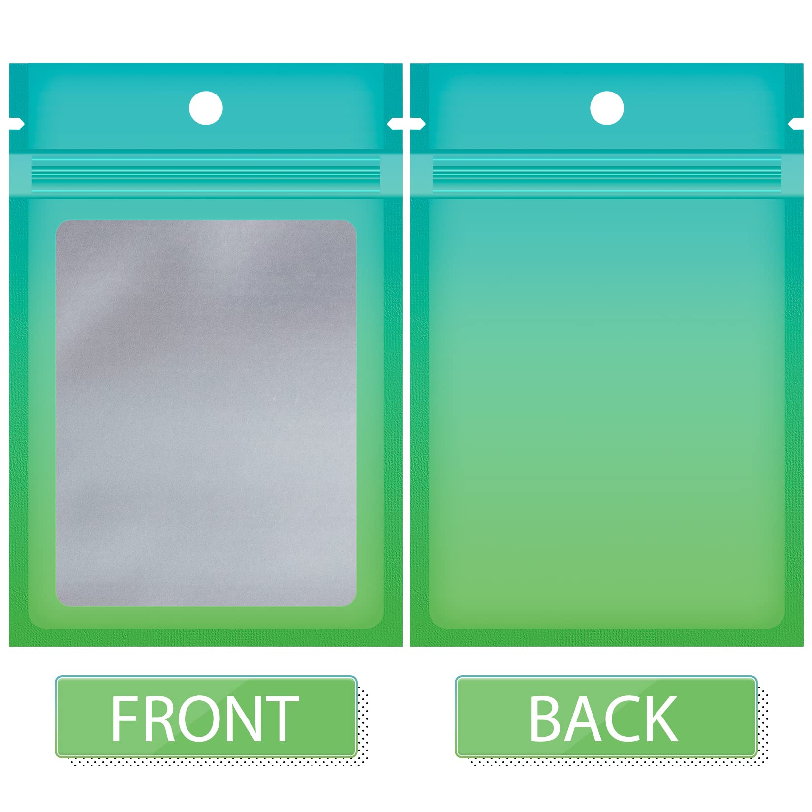 Funfery 100 Pack Resealable Bags Smell Proof Bags for Food Storage Clear Cute Mylar Bags for Small Business Foil Pouch Ziplock Packaging Bags for Sample Jewelry Eyelash Gloss(Blue Green  4?6in)