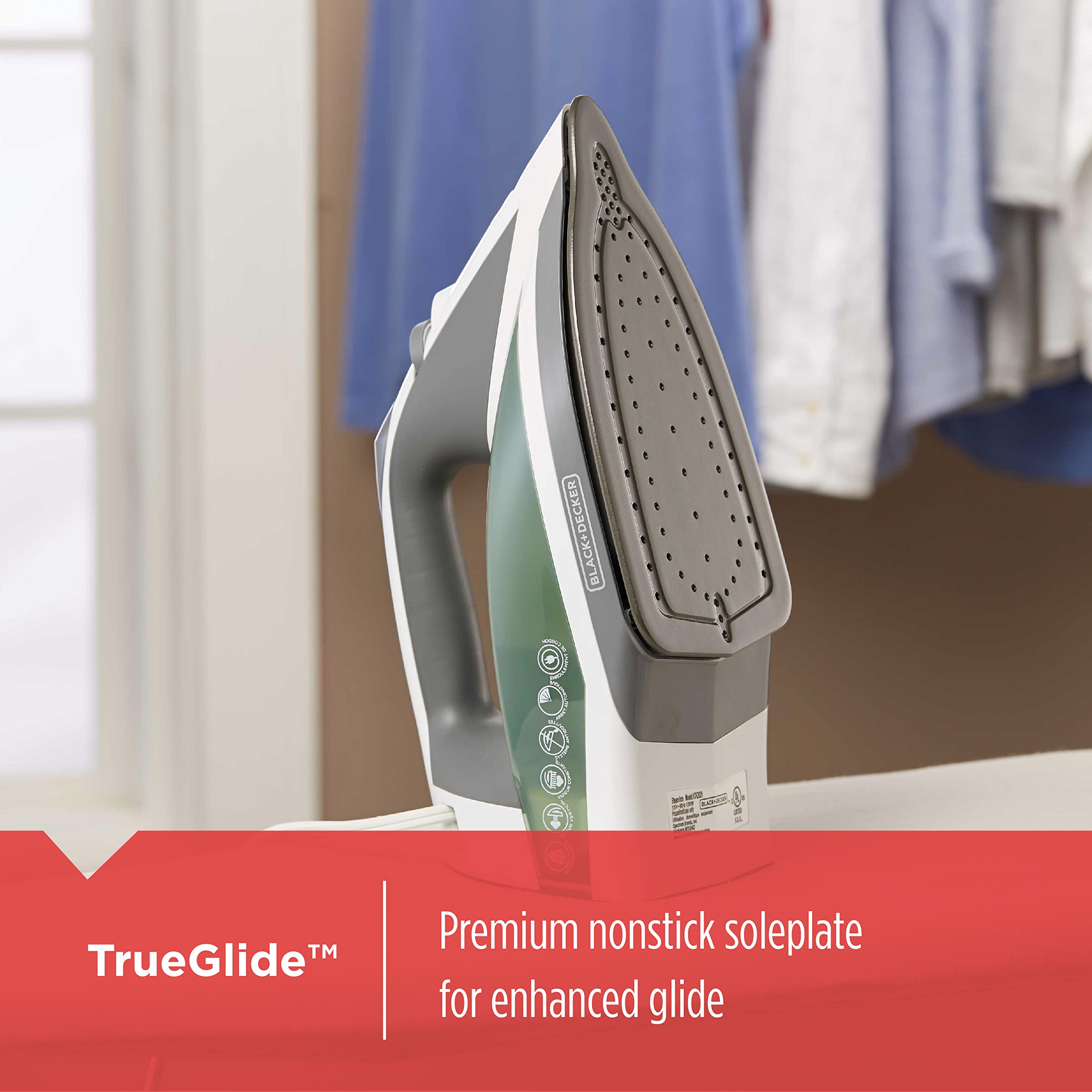 Black+Decker Vitessa Advanced Steam Iron, Icr2020, Even Steam Nonstick Soleplate, Auto Shutoff, Tangle-Free Retractabel Cord, Gr