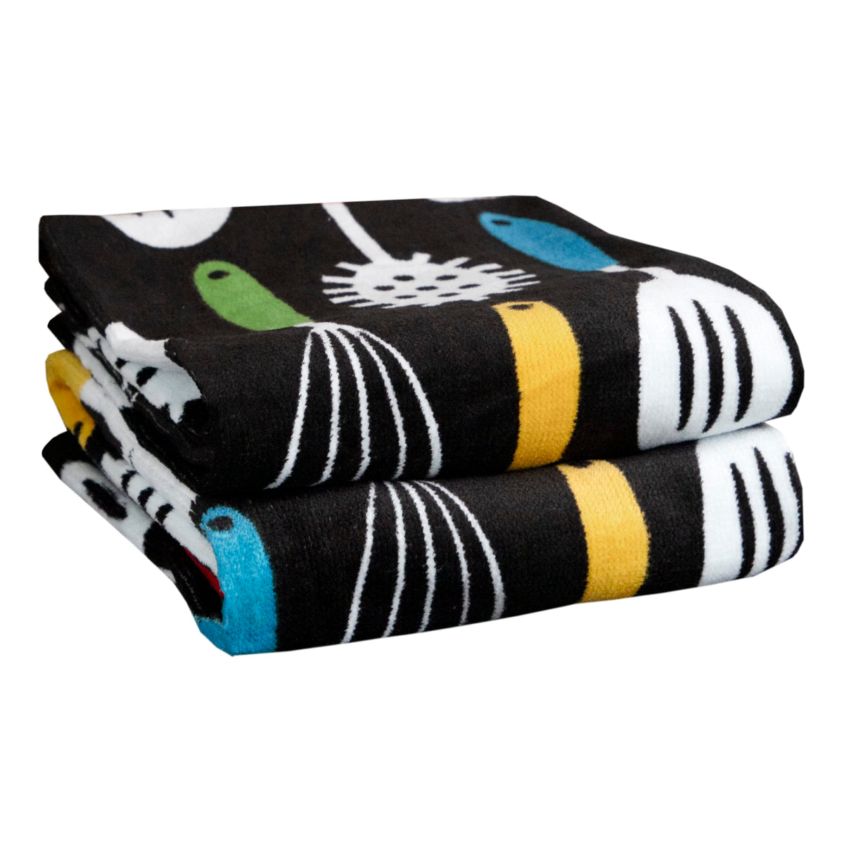 T-Fal Fiber Reactive Print Kitchen Towels: Highly Absorbent, Super Soft - 100% Cotton, 16''X28'' Dish Towels For Cleaning & Dryi
