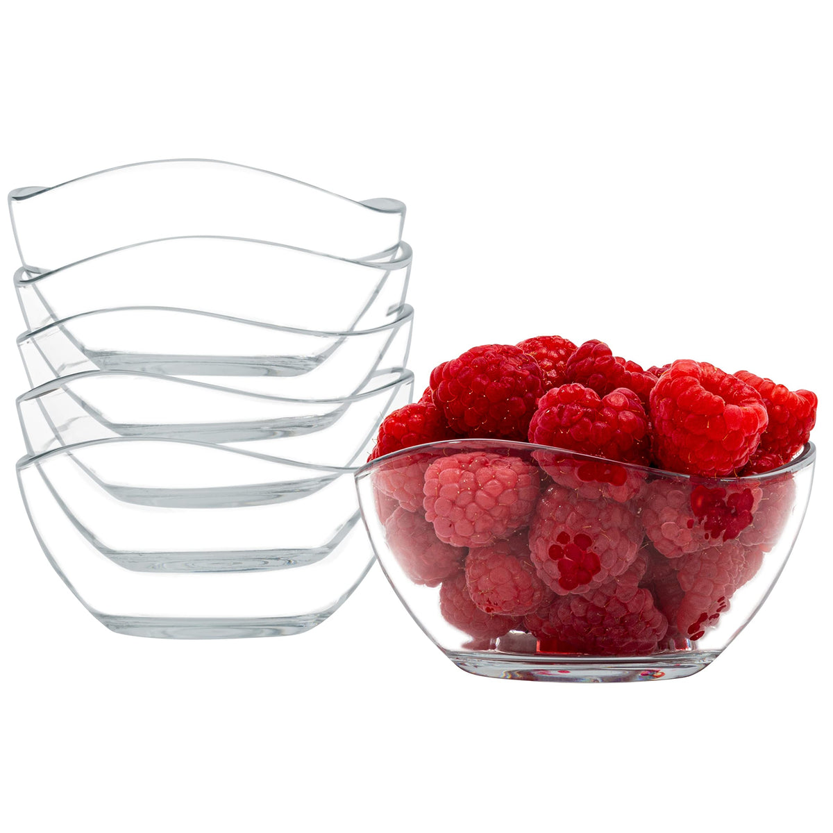 Vikko Glass Bowls, Set Of 6 Decorative Glass Dessert Bowls, 7 Ounce Glass Dish For Dessert, Candy, Kitchen Prep, Dishwasher Safe